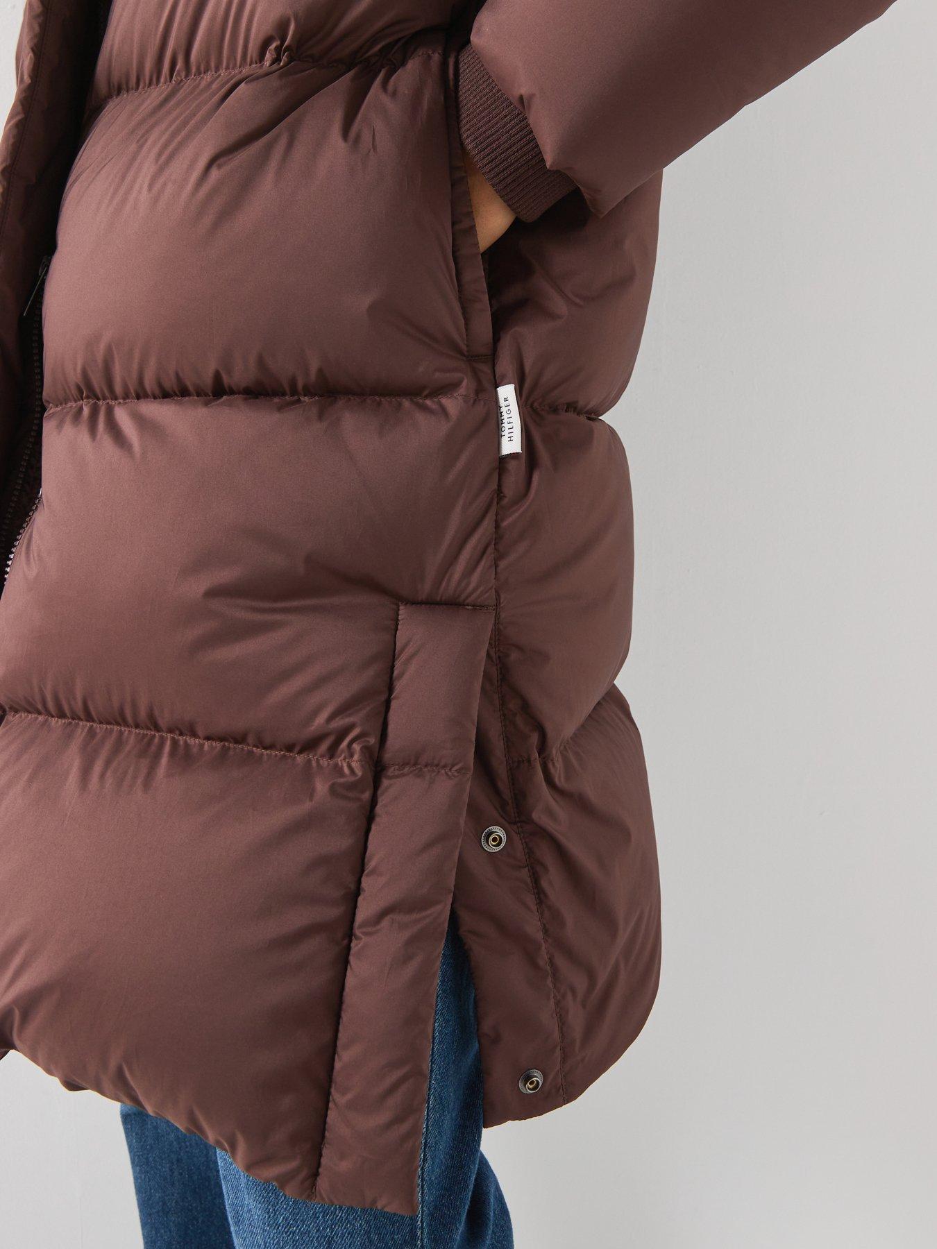 Image 4 of 6 of Tommy Hilfiger Water Repellent Down Hooded Coat - Deep Brown