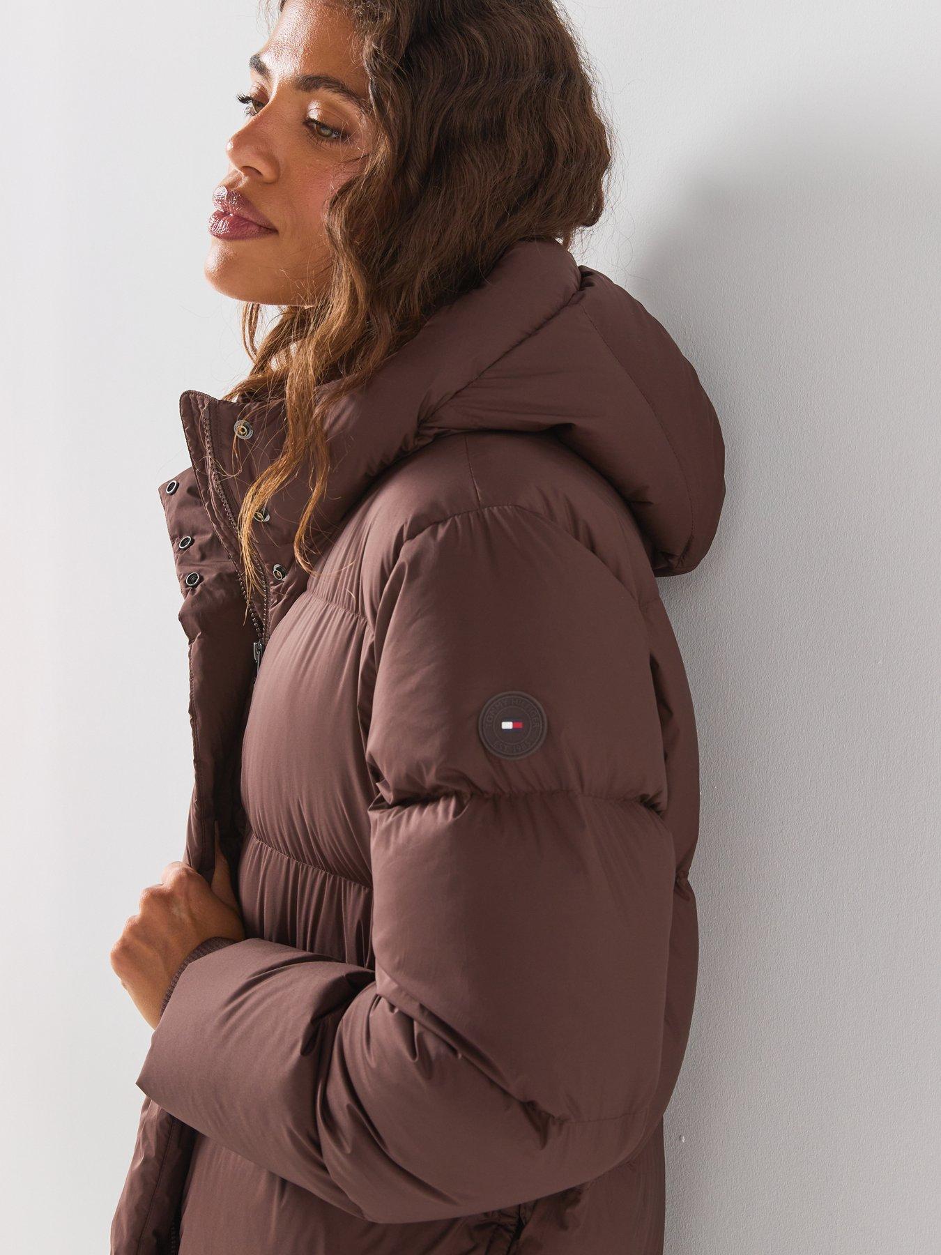 Image 6 of 6 of Tommy Hilfiger Water Repellent Down Hooded Coat - Deep Brown