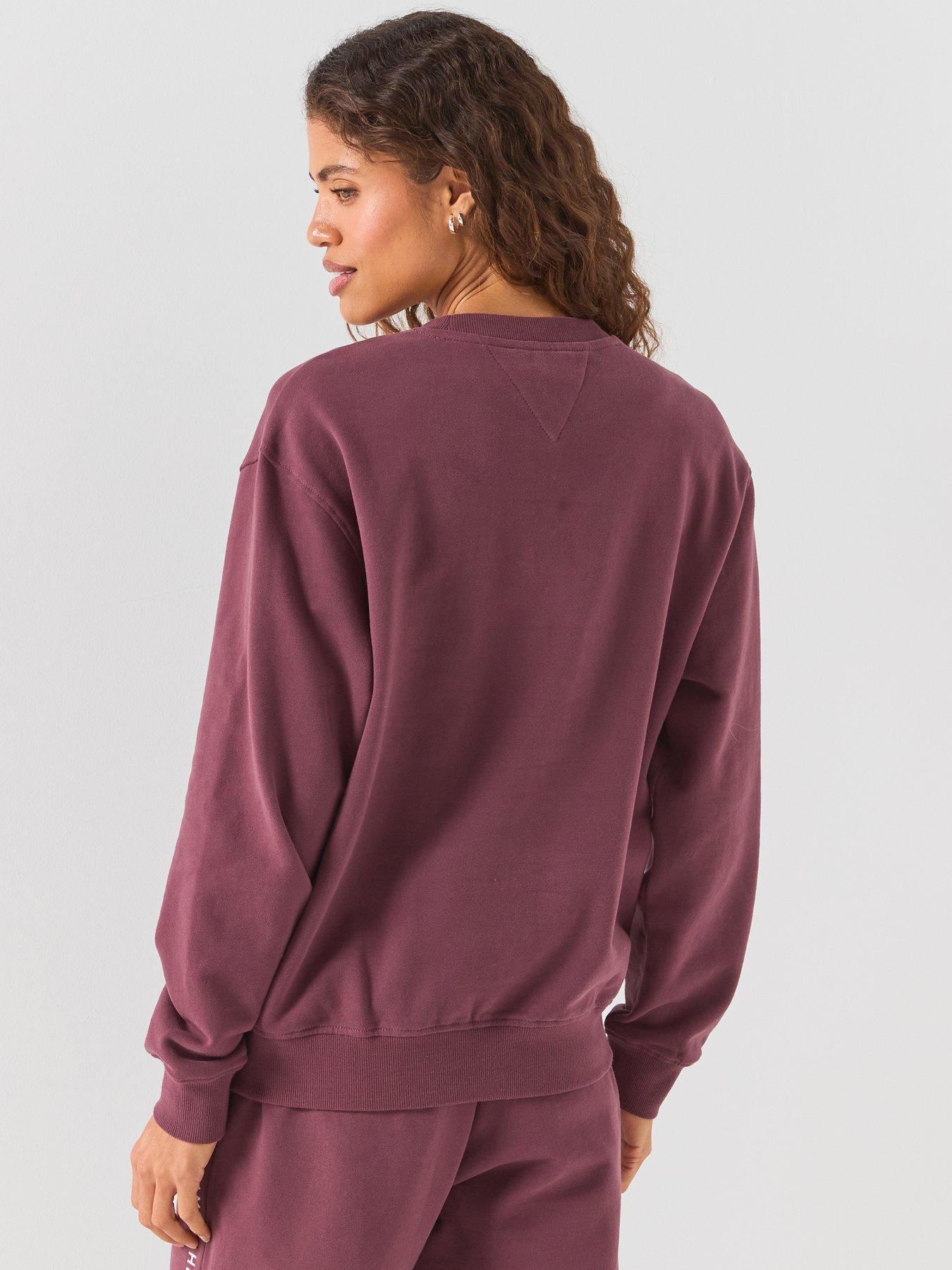 Image 2 of 6 of Tommy Hilfiger Women's Embroidered Logo Crew Neck Sweatshirt - Berry