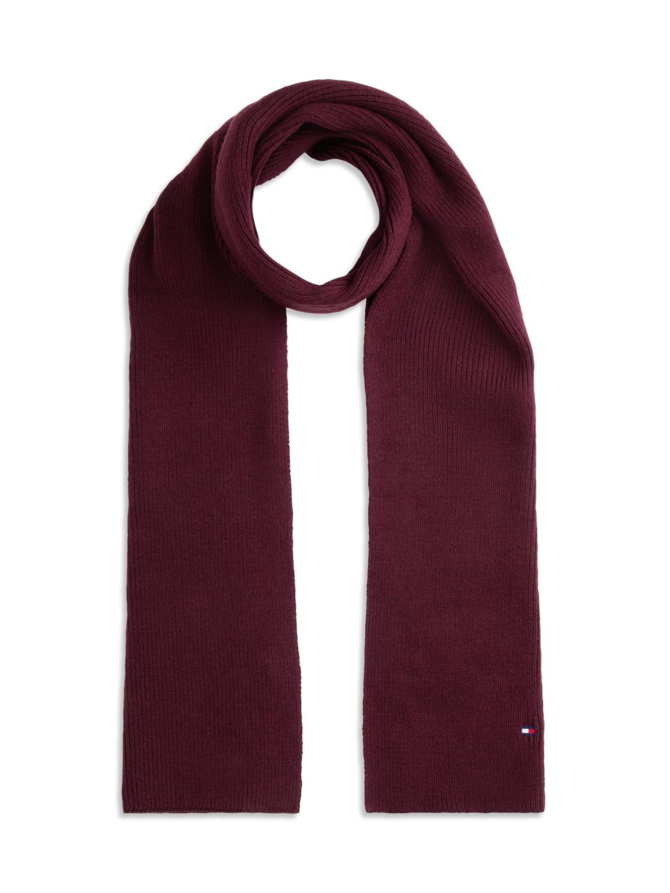 Image 3 of 5 of Tommy Hilfiger Womens Hilfiger Flag Rib Knit Beanie And Scarf Set - Red
