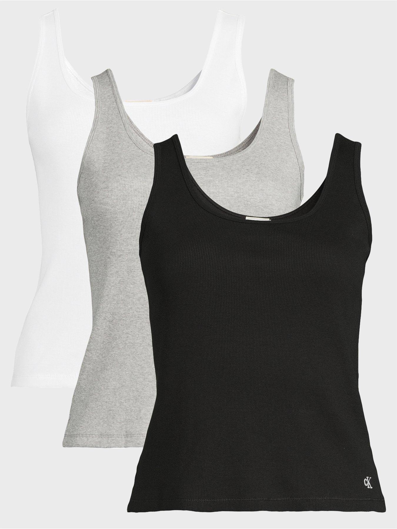 Image 1 of 6 of Calvin Klein Scoop Neck Cotton Tank 3Pk - Multi