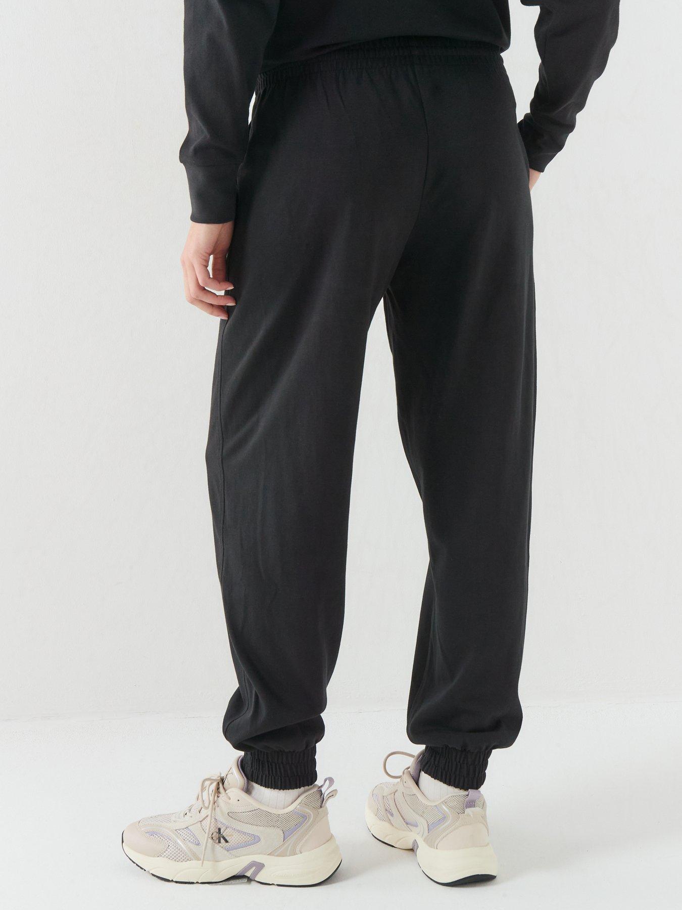 Image 2 of 6 of Calvin Klein Logo Cotton Jersey Lounge Sweatpants - Black