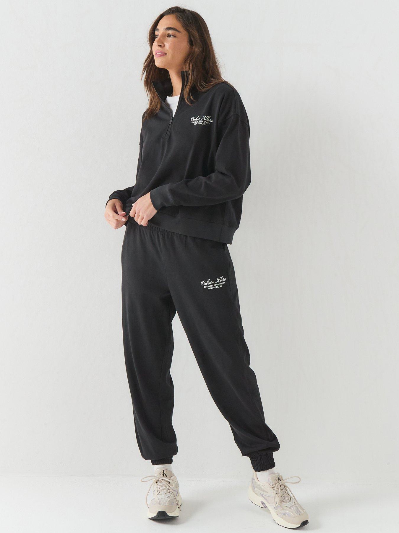 Image 3 of 6 of Calvin Klein Logo Cotton Jersey Lounge Sweatpants - Black