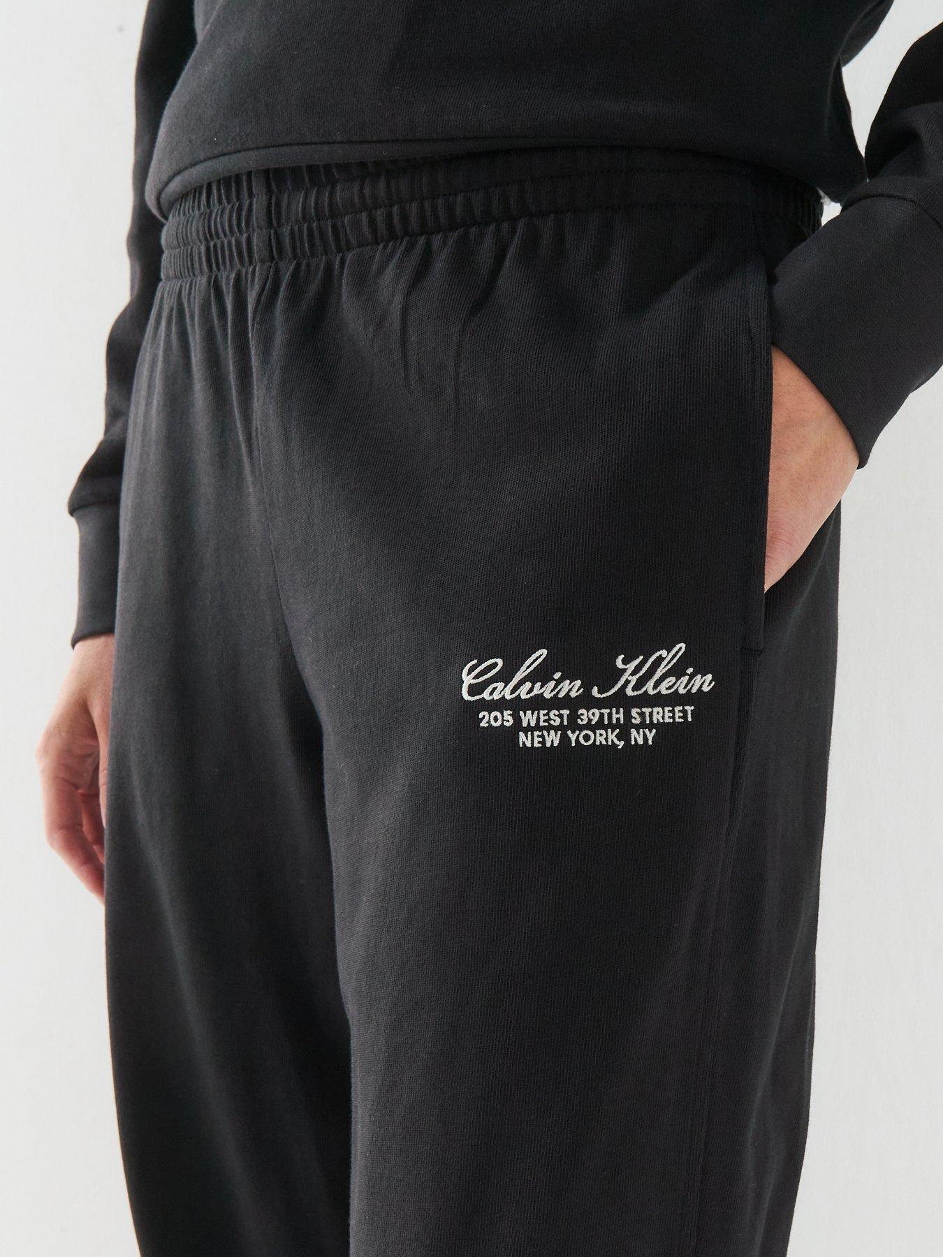 Image 4 of 6 of Calvin Klein Logo Cotton Jersey Lounge Sweatpants - Black