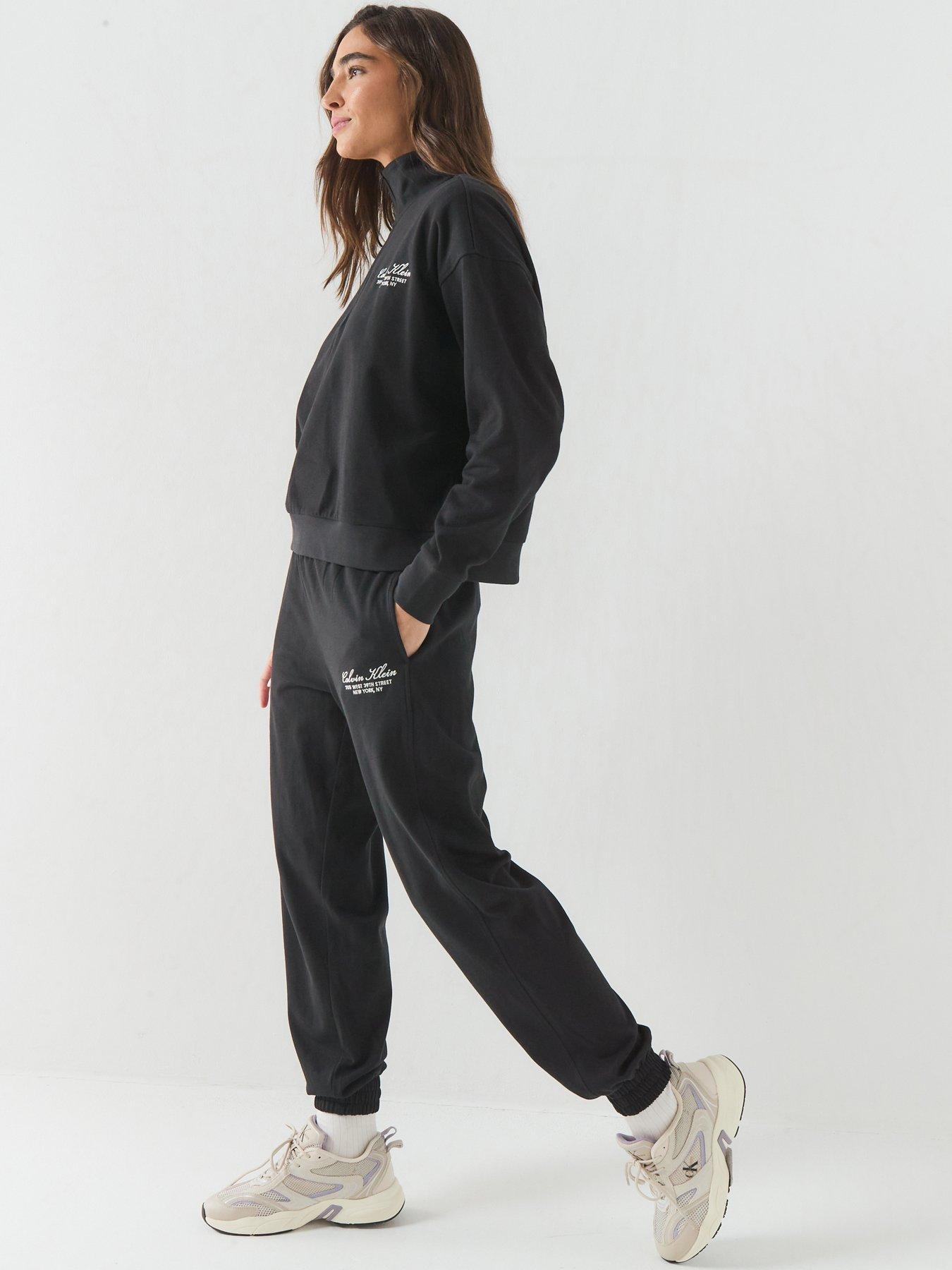 Image 5 of 6 of Calvin Klein Logo Cotton Jersey Lounge Sweatpants - Black