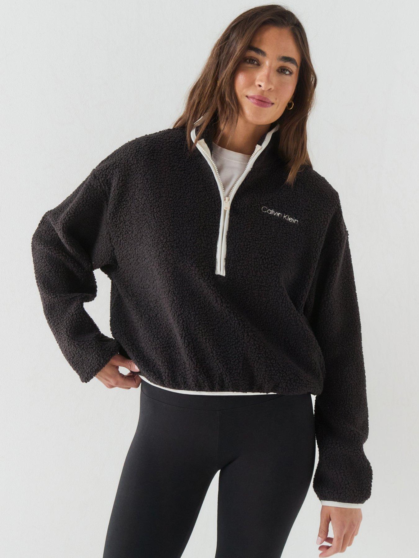 Image 1 of 6 of Calvin Klein Sherpa 1/4 Zip Contrast - Black