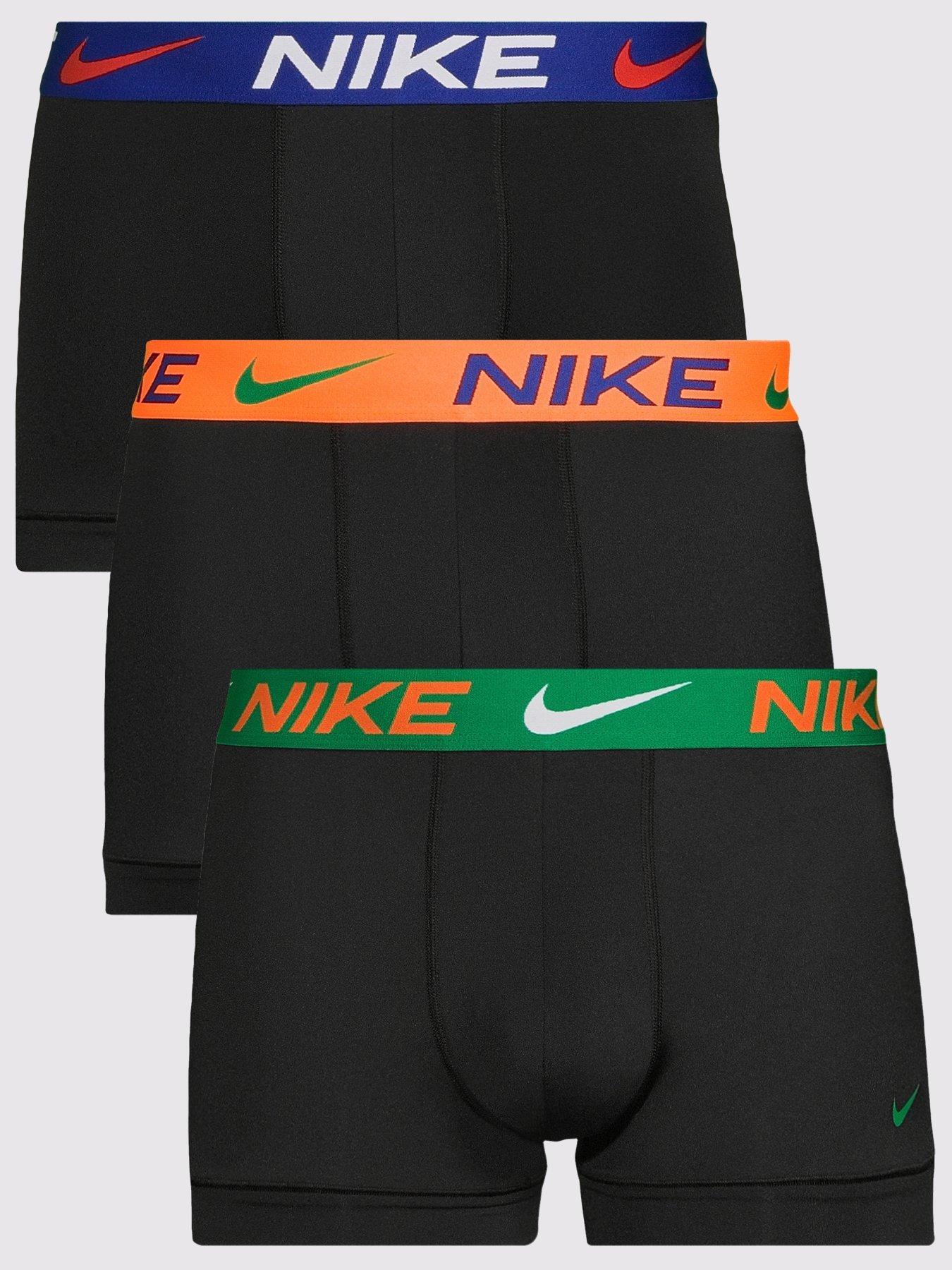 Nike Mens Essential Cotton Stretch 3 Pack Trunks, Black, Size L, Men