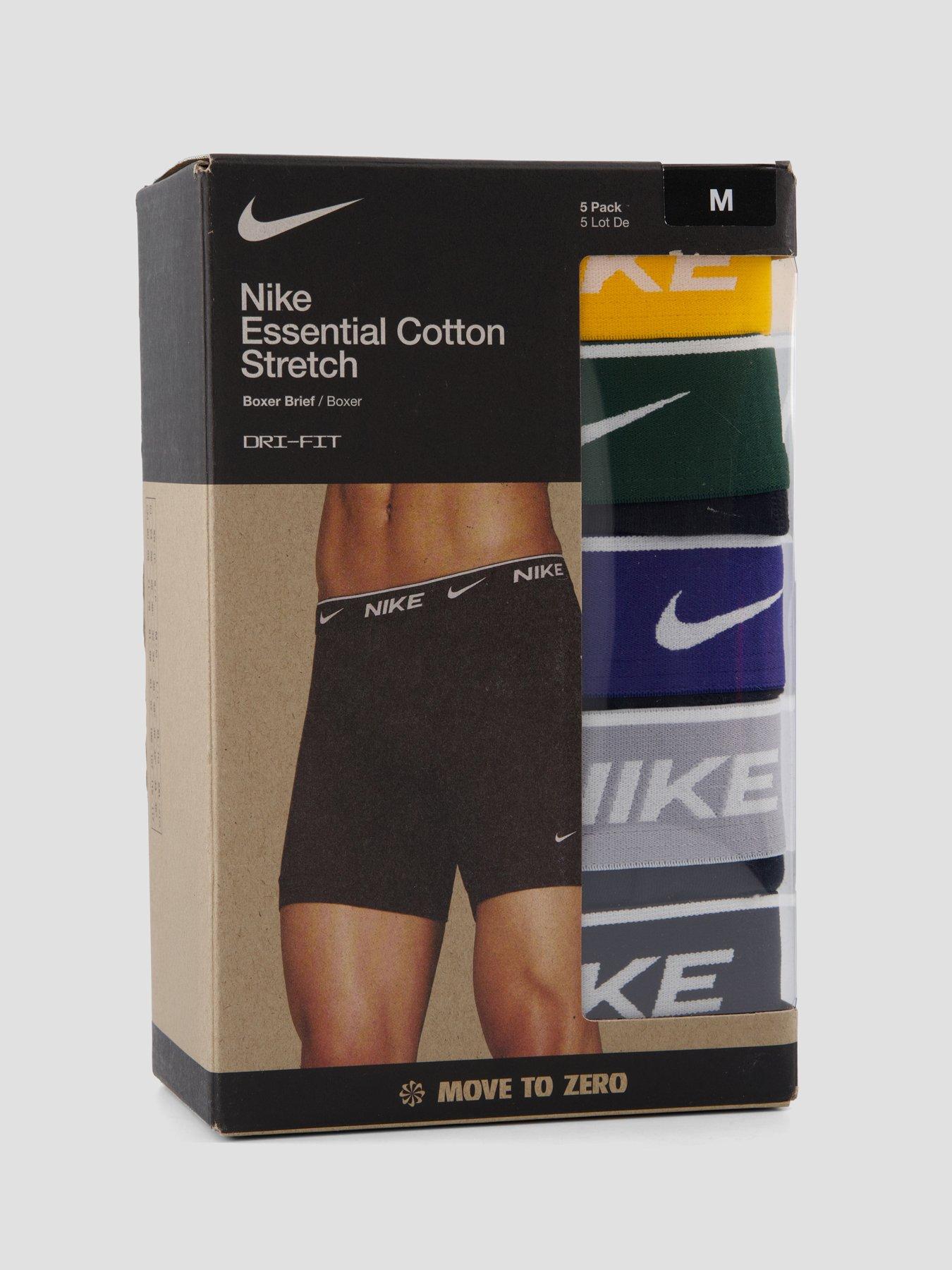 Image 4 of 4 of Nike Mens Essential Cotton Stretch 5 Pack Boxer Briefs - Black