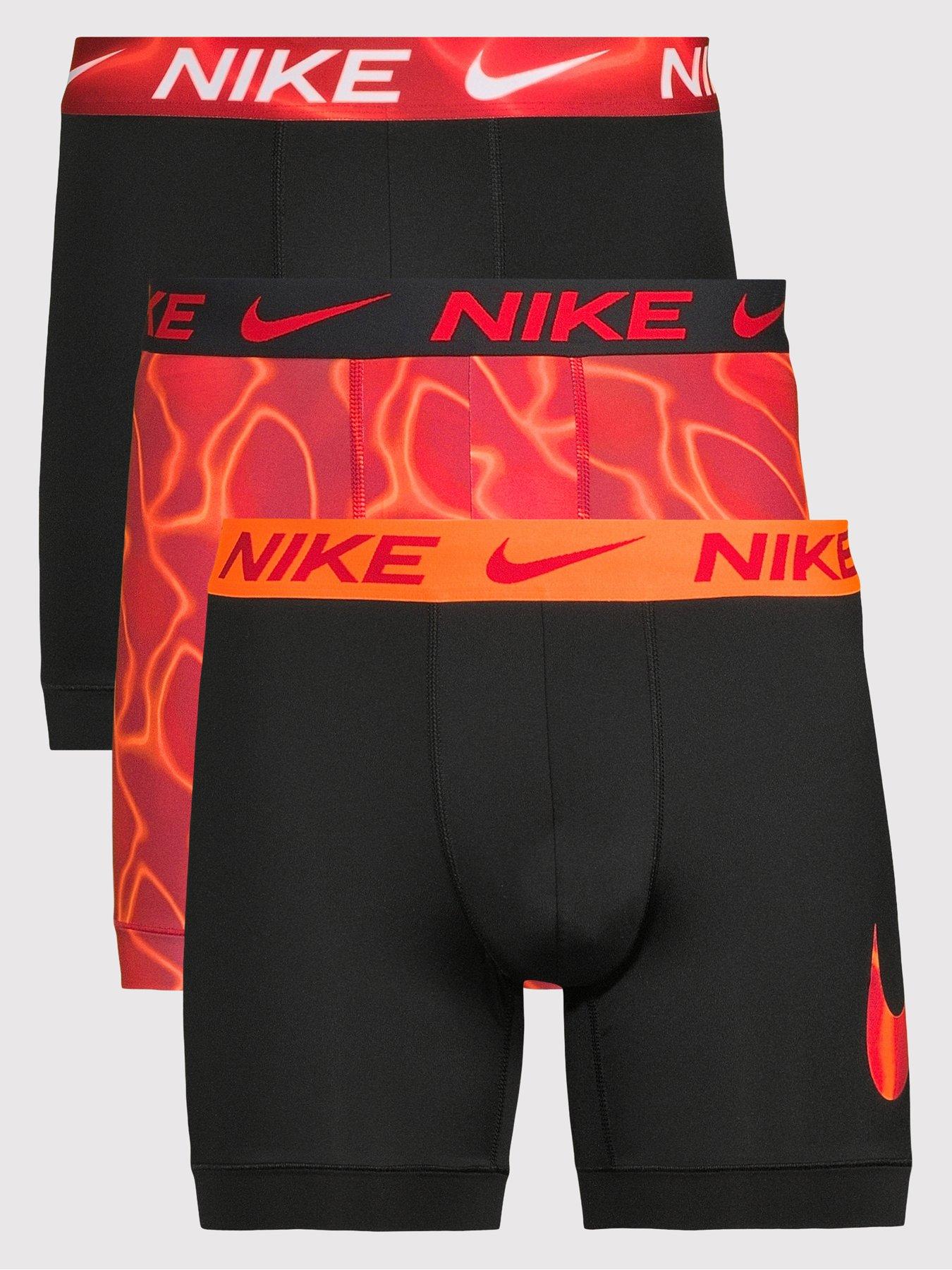Nike Men's 3 Pack Dri-Fit Boxer Shorts - Blk/Blk/Org Aop - Medium - Image 4