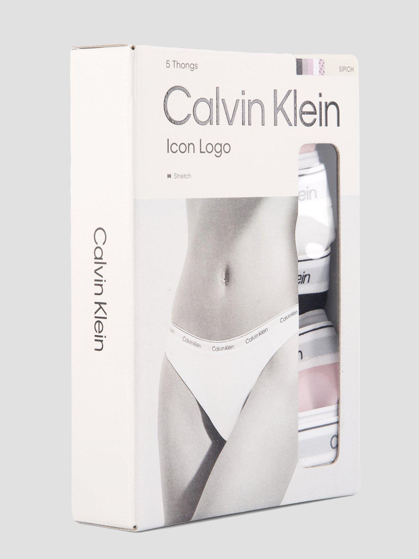 Image 6 of 6 of Calvin Klein 5 Pack Thongs Icon Logo - Multi