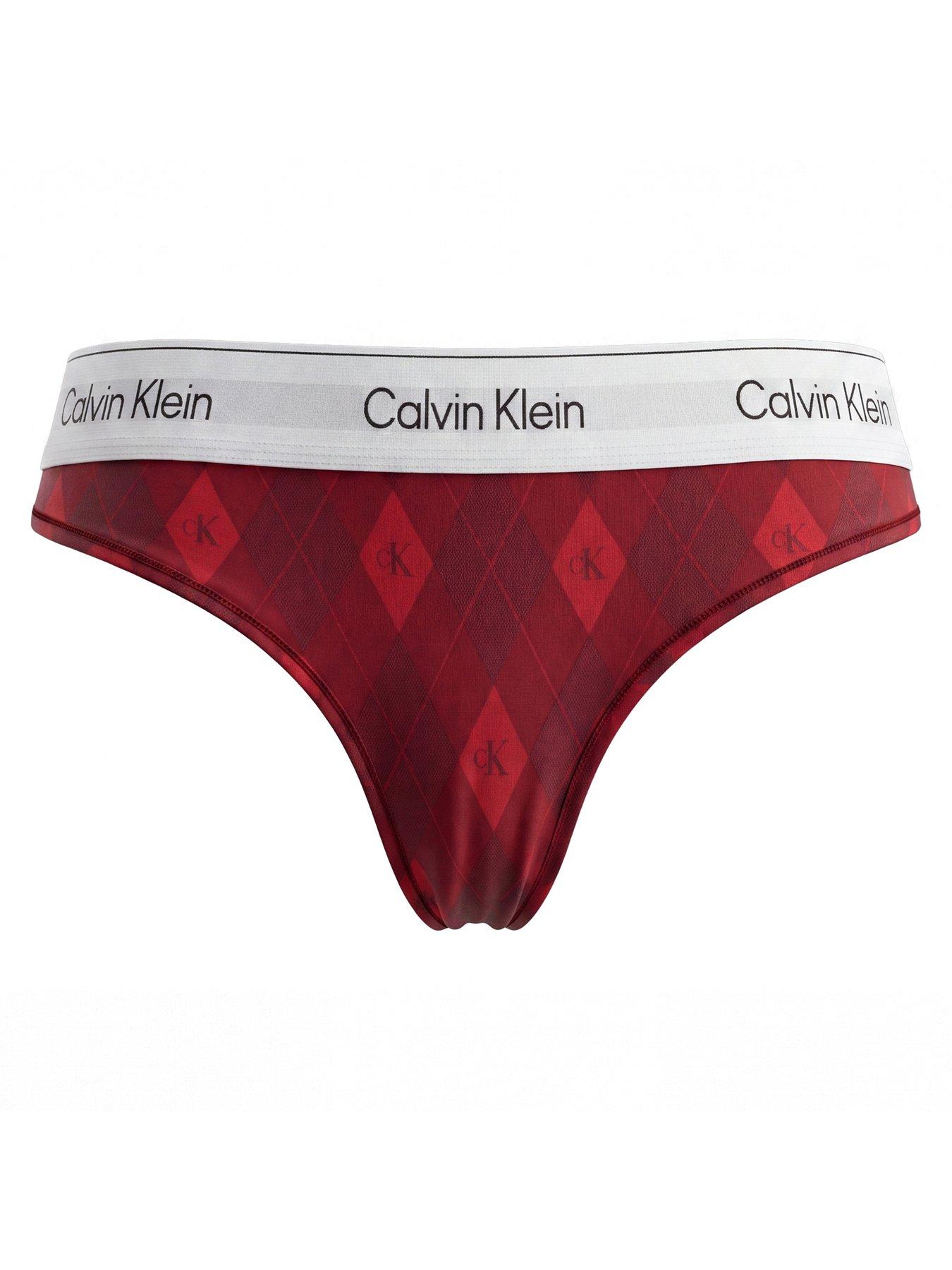 Image 6 of 6 of Calvin Klein Single Check Seasonal Thong - Red