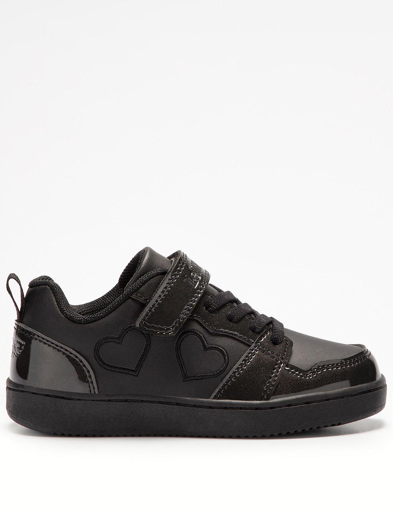 Lelli Kelly Paris Low Heart Hook & Loop Trainers, Black, Size 13 Younger