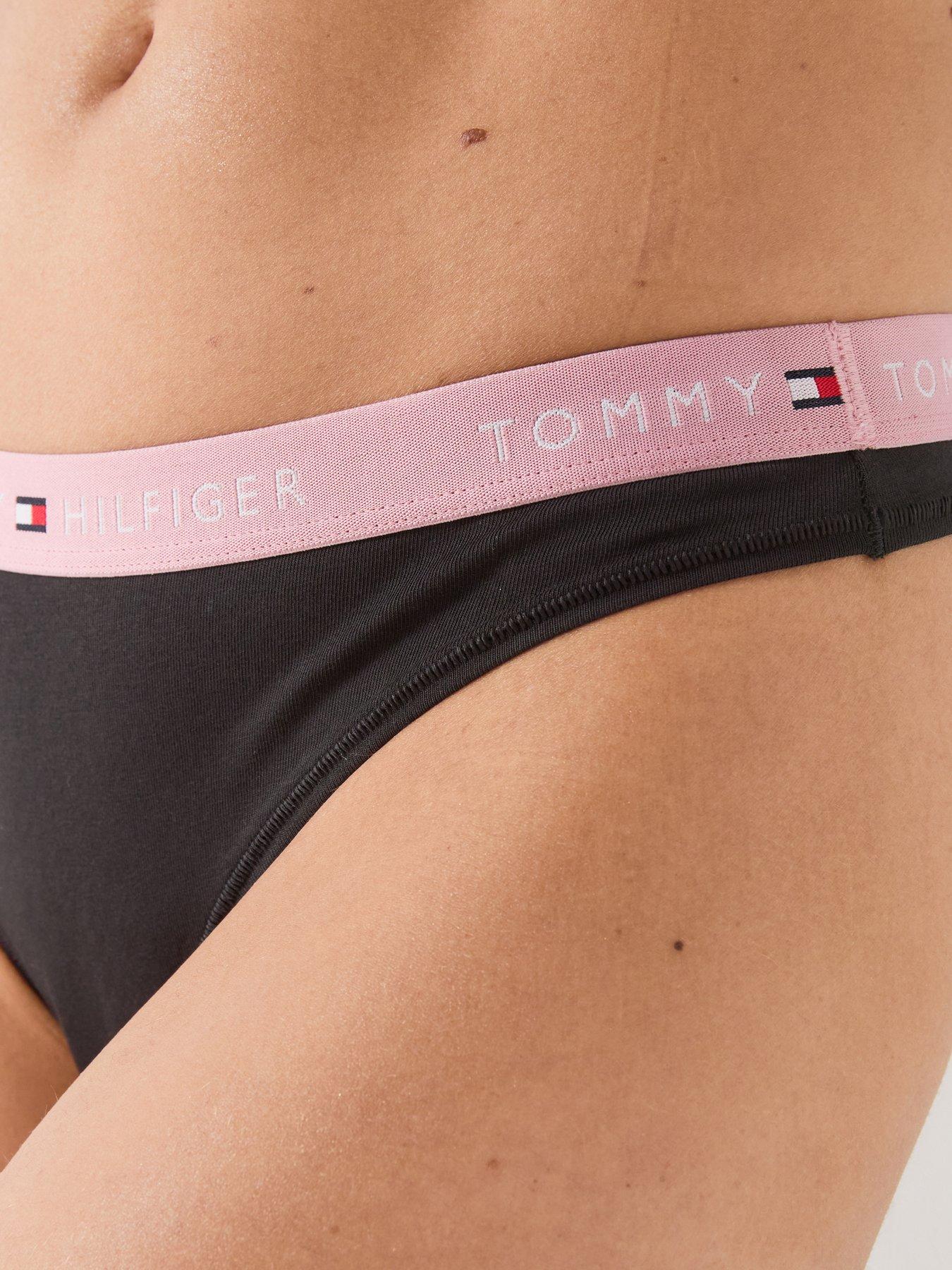 Image 5 of 6 of Tommy Hilfiger 3-pack Essential Contrast Logo Waistband Thongs - Pink
