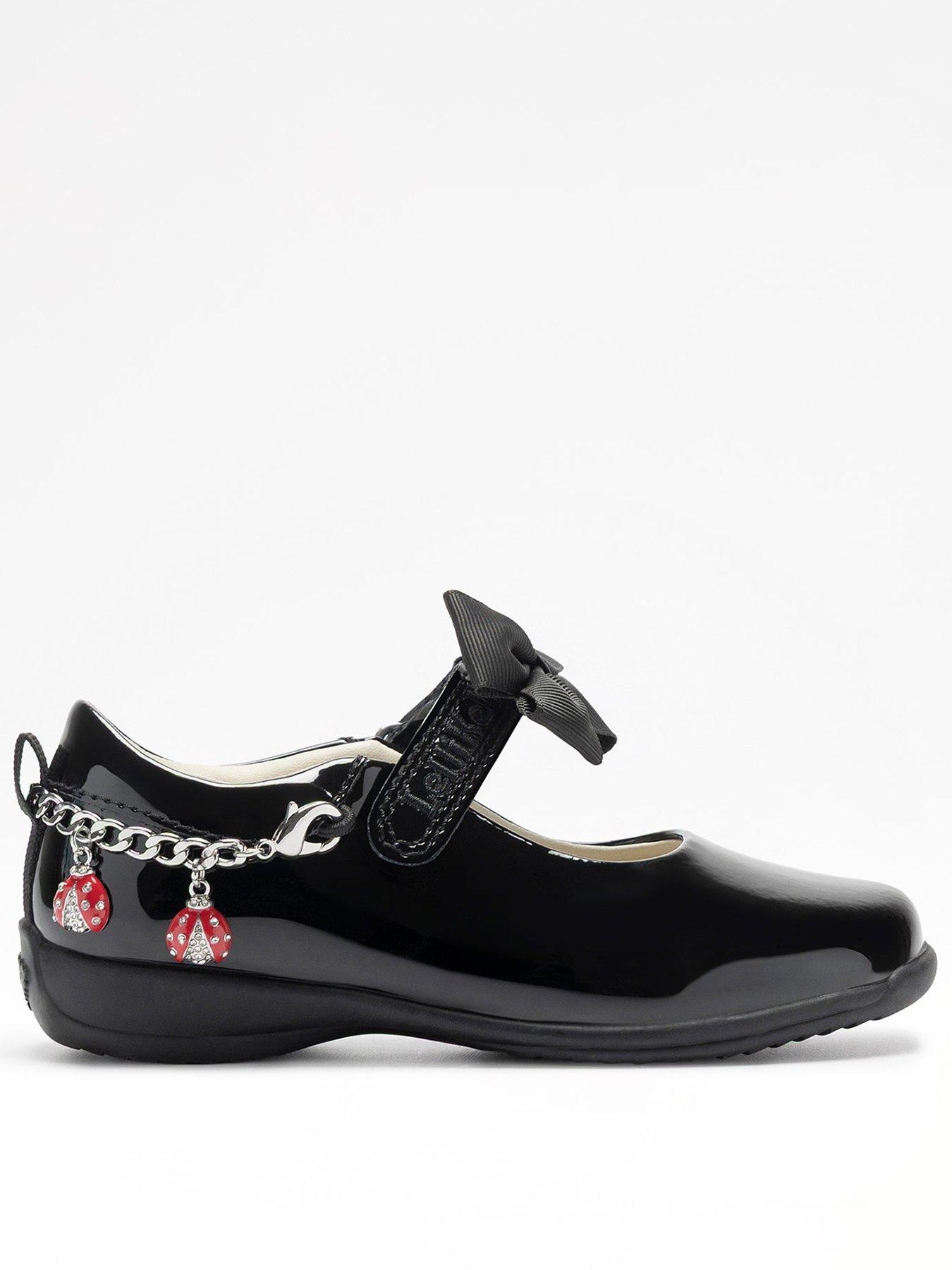 Lelli Kelly Ladybird Charm Chain School Shoes - Black