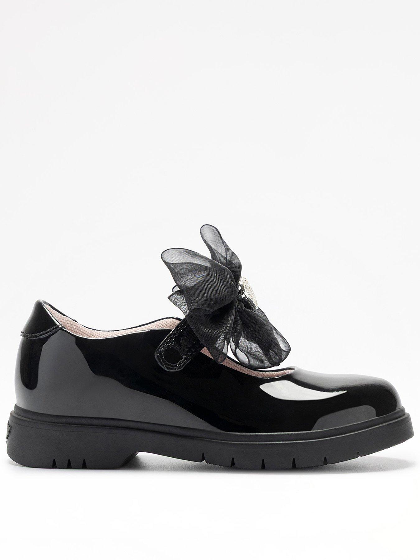 Lelli Kelly Tyla Scarpa Patent Mary Jane Shoes With Oversized Tulle Bow, Black, Size 11.5 Younger