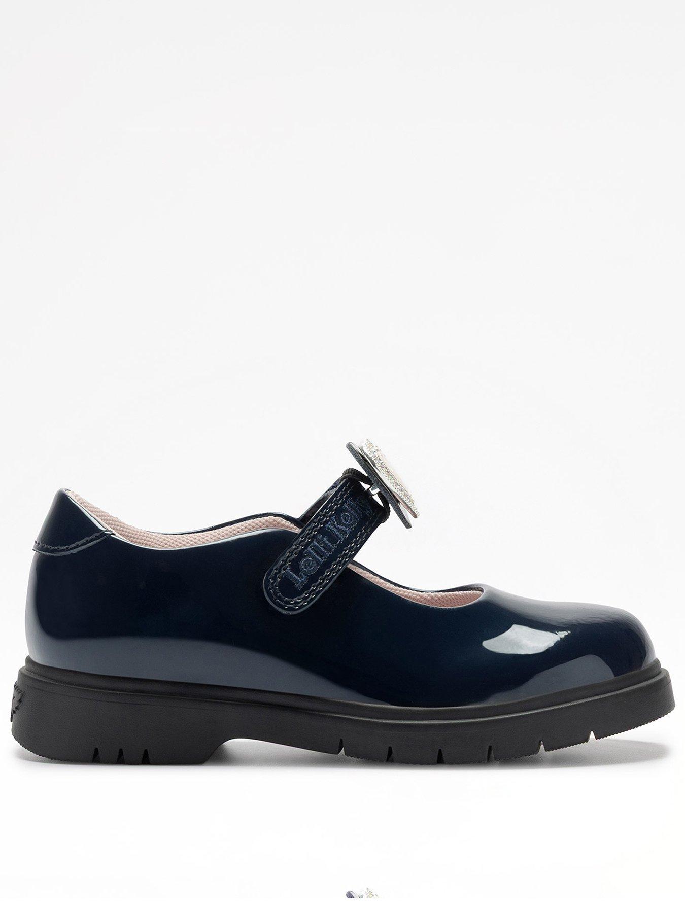 Image 1 of 5 of Lelli Kelly Sabrina Interchangeable Heart Strap School Shoes - Navy