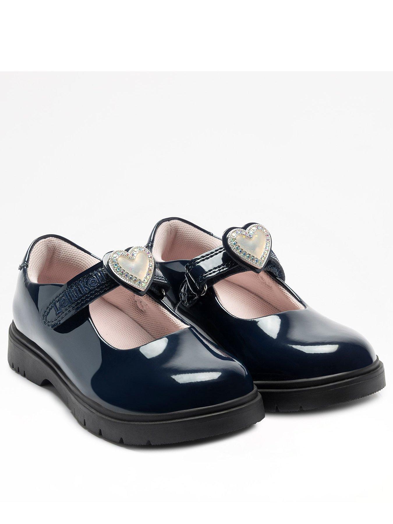 Image 2 of 5 of Lelli Kelly Sabrina Interchangeable Heart Strap School Shoes - Navy