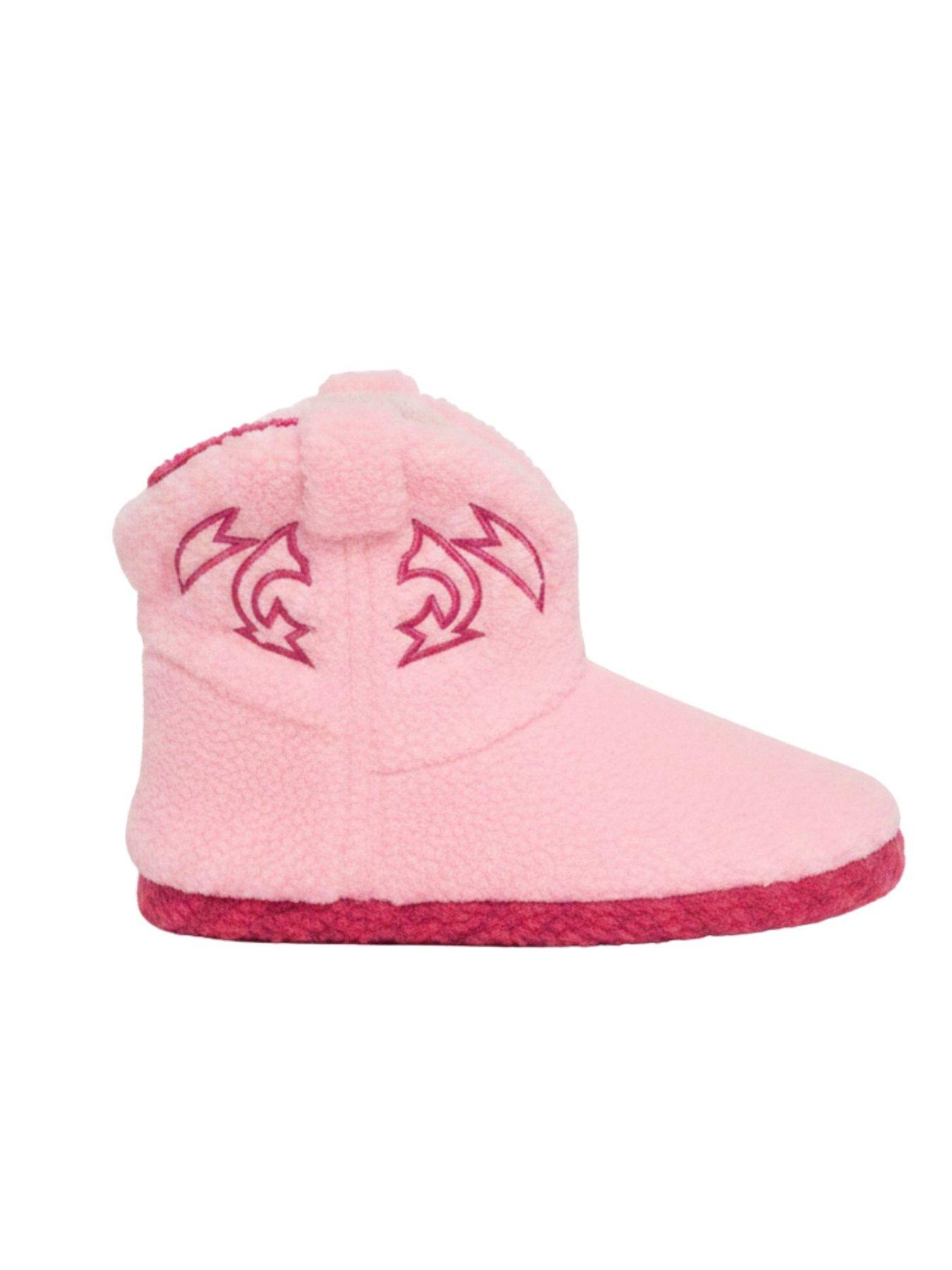 Loungeable Borg Cowboy Bootie Slippers - Pink