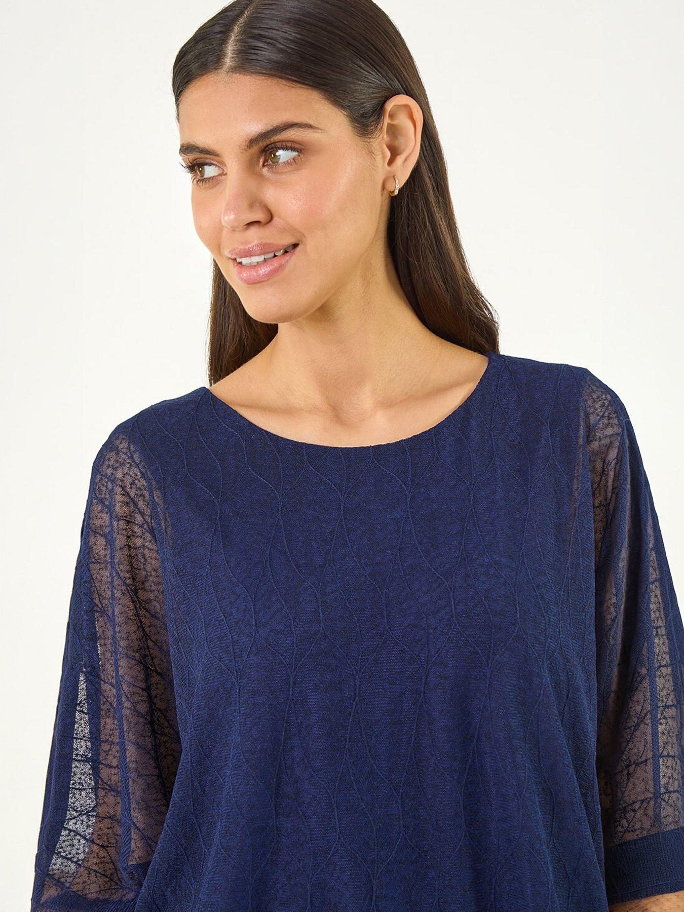 Roman Mesh Bubble Hem Stretch Top