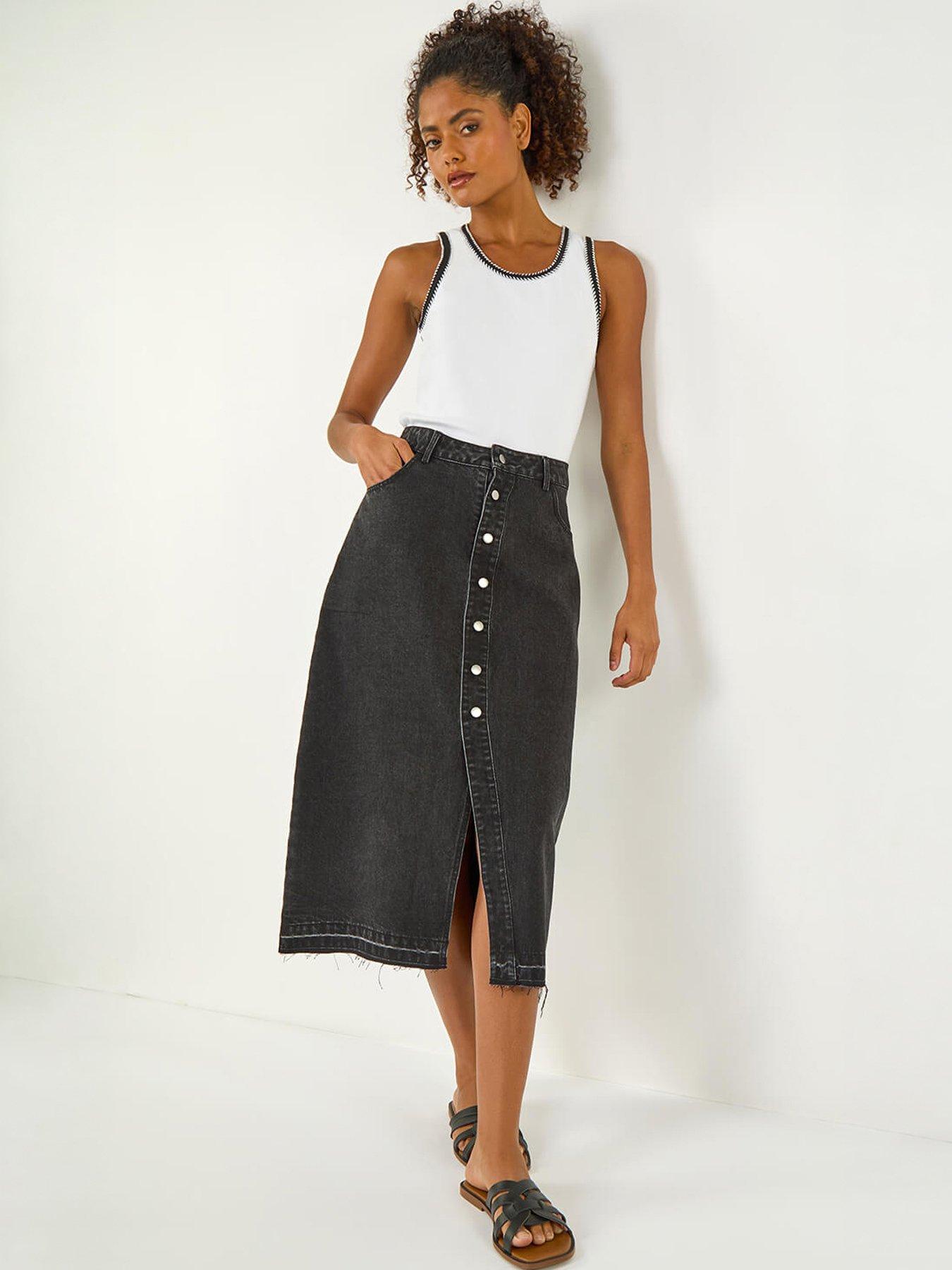 Roman Dusk Denim Button Skirt