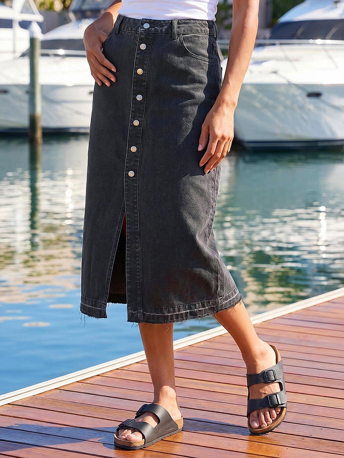 Image 1 of 5 of Roman Dusk Denim Button Skirt