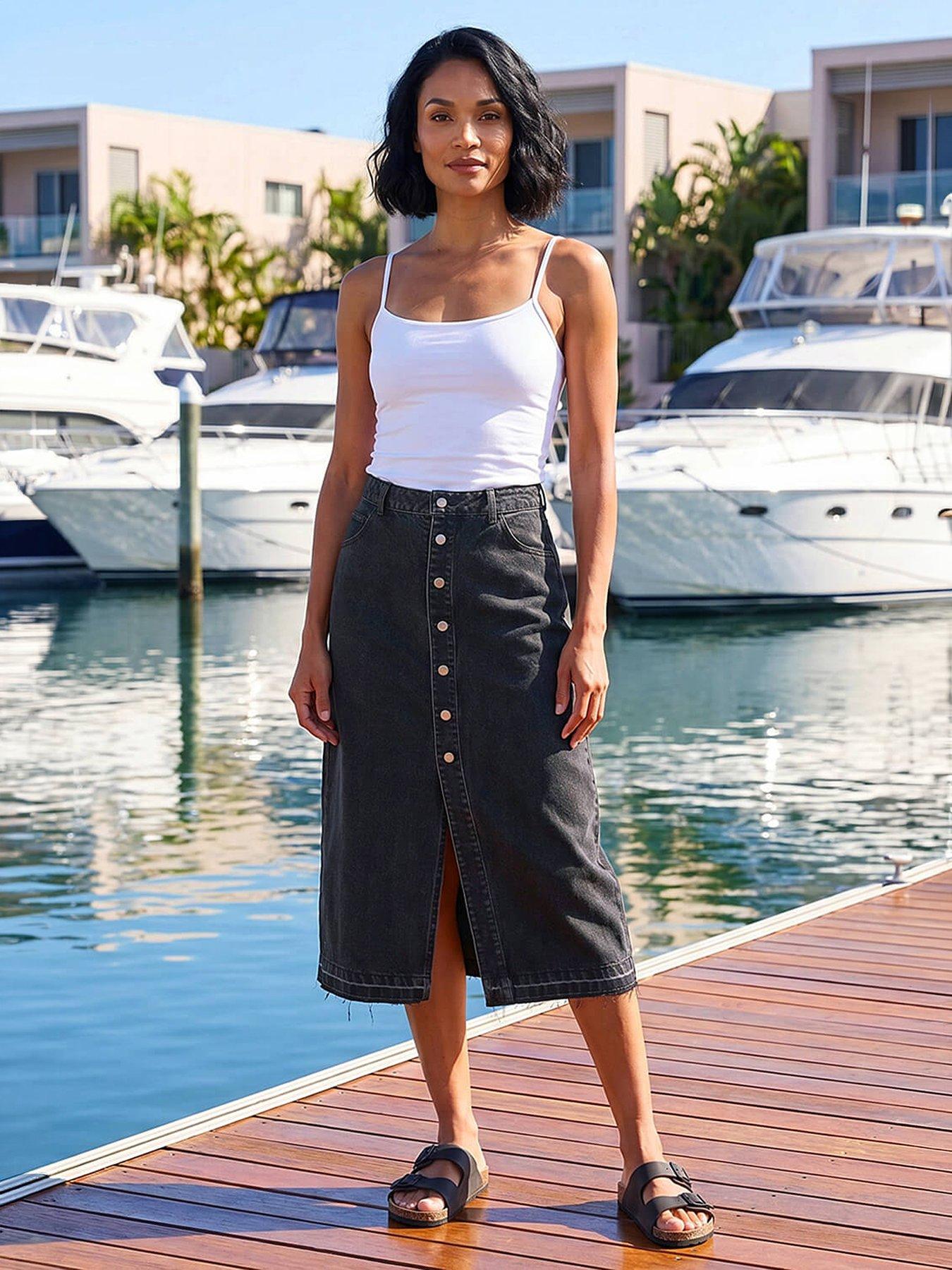 Image 2 of 5 of Roman Dusk Denim Button Skirt