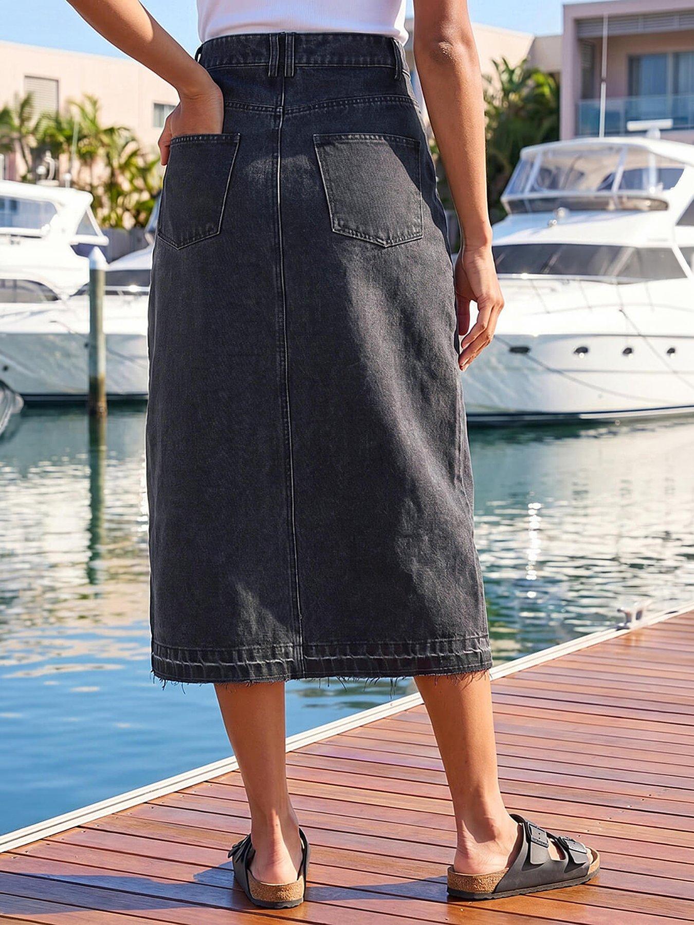 Image 3 of 5 of Roman Dusk Denim Button Skirt