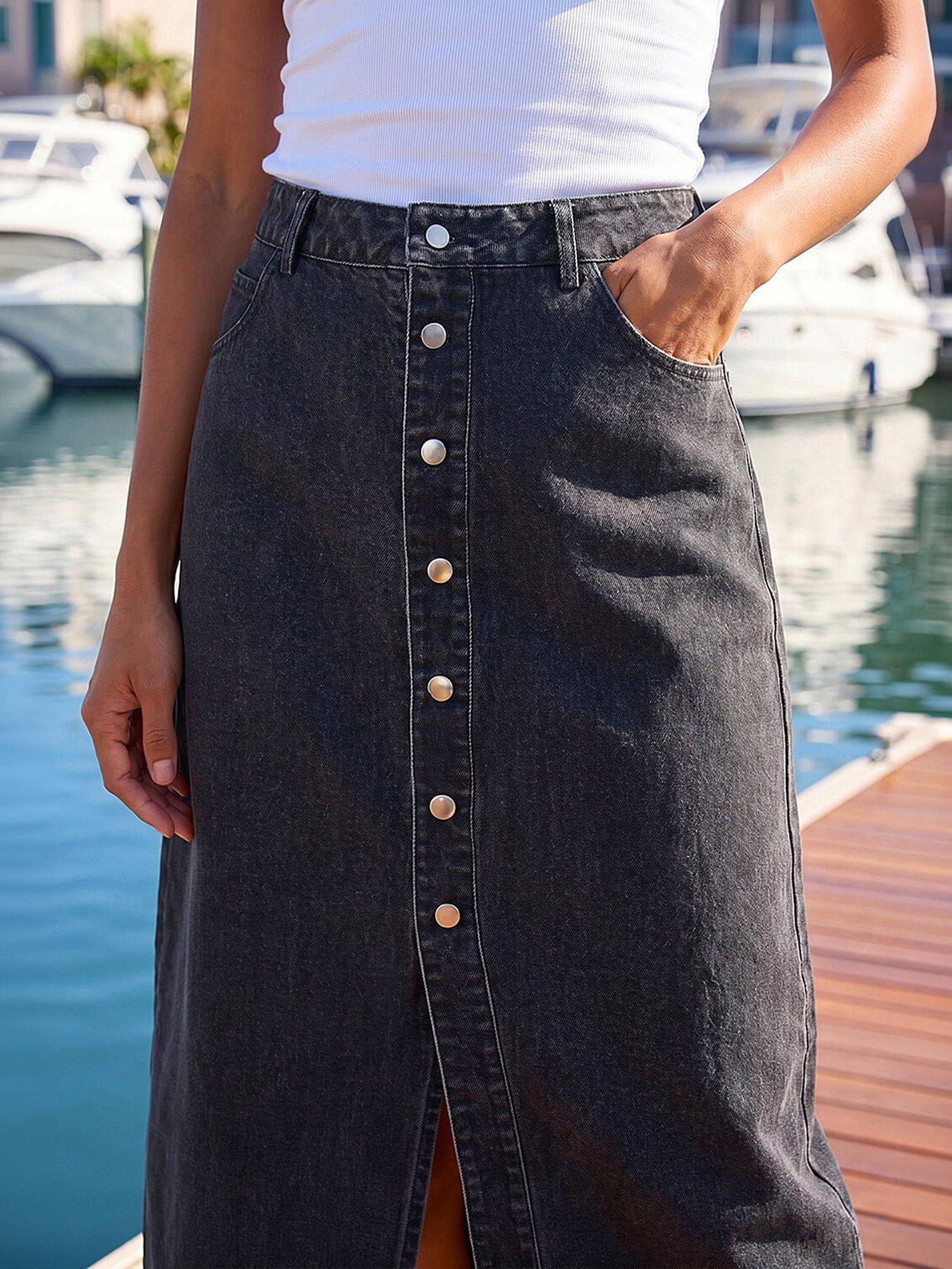 Image 4 of 5 of Roman Dusk Denim Button Skirt
