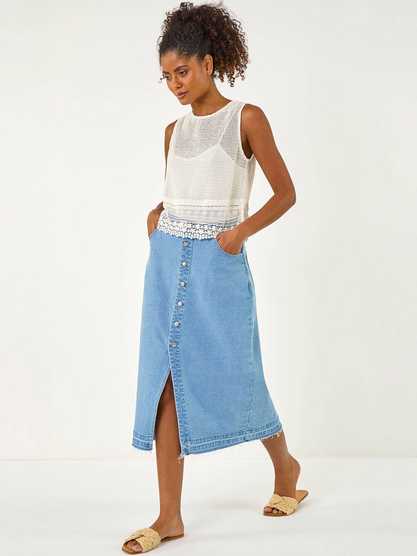 Roman Dusk Denim Button Skirt