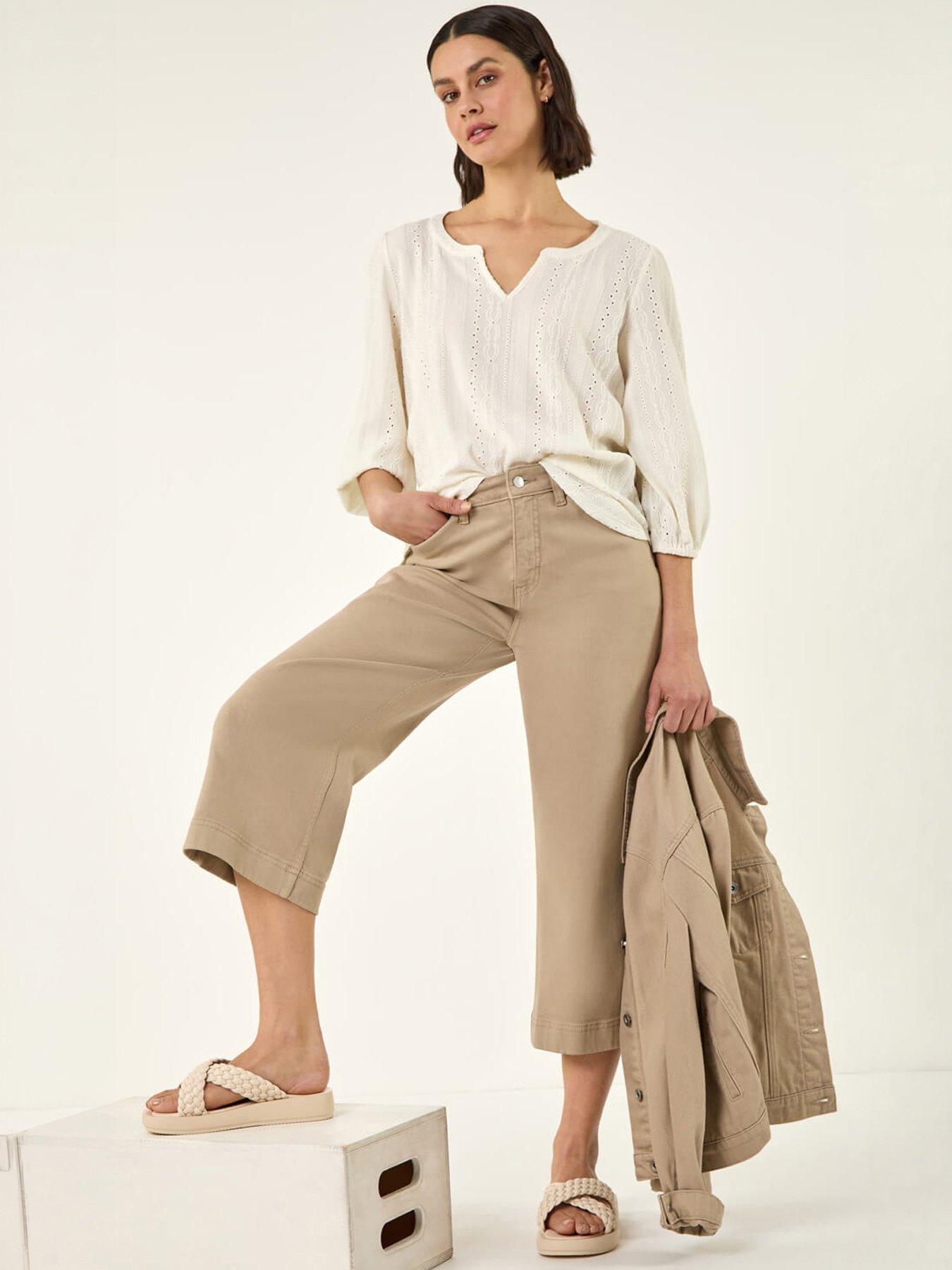Roman Wide Leg Stretch Denim Culottes