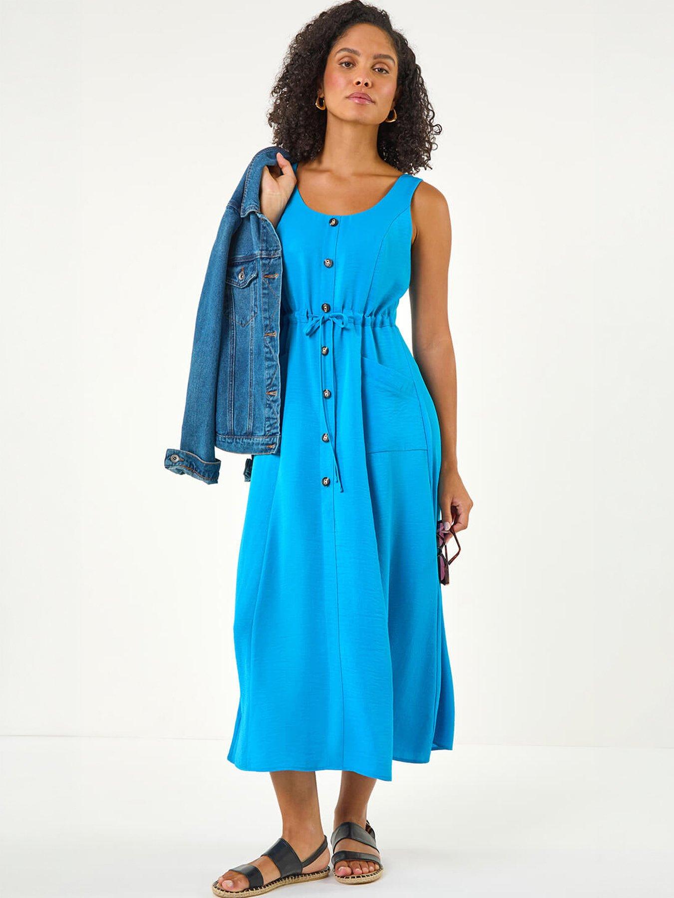 Image 1 of 5 of Roman Buttoned Tie Waist Midi Dress