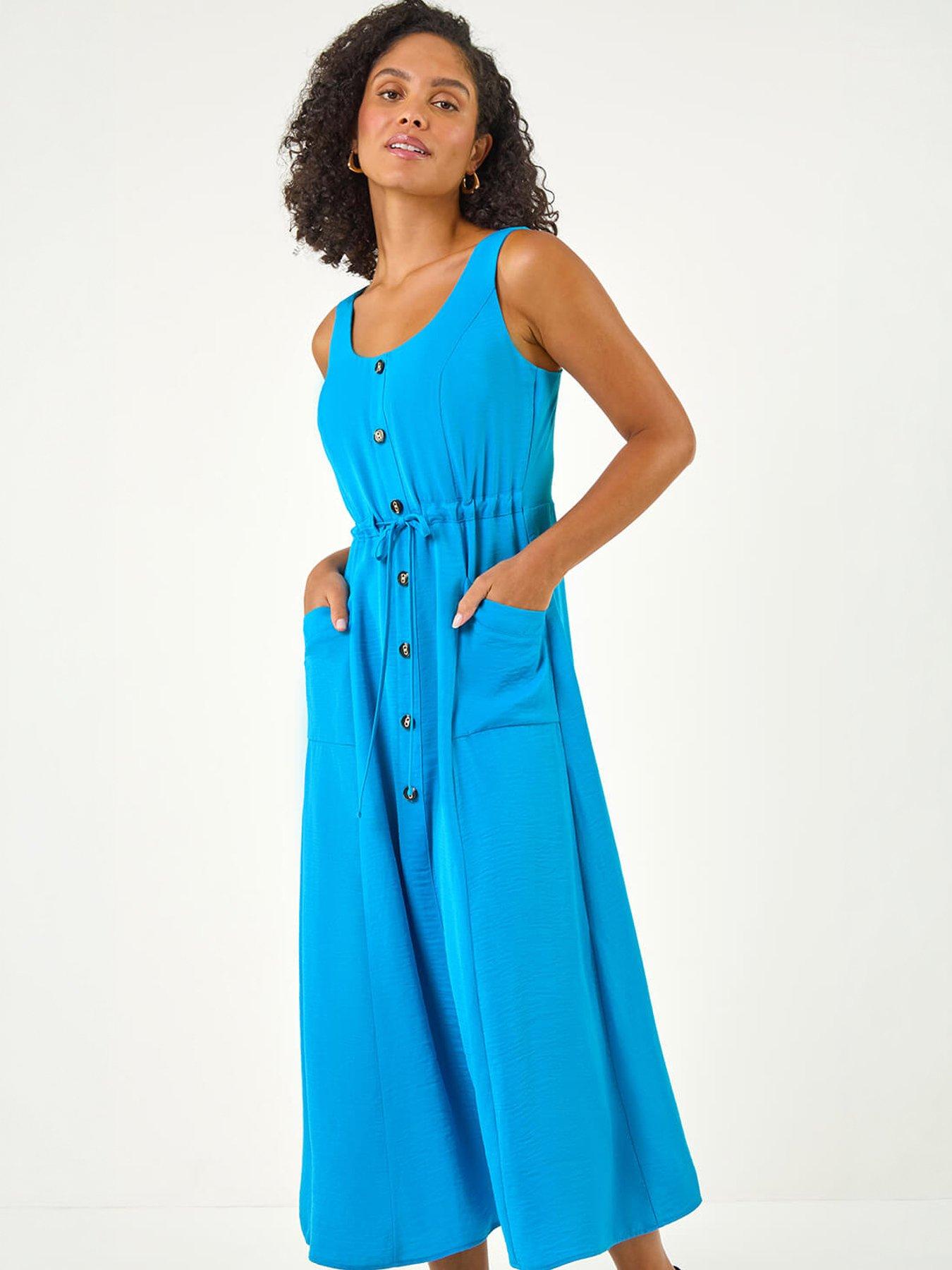 Image 5 of 5 of Roman Buttoned Tie Waist Midi Dress
