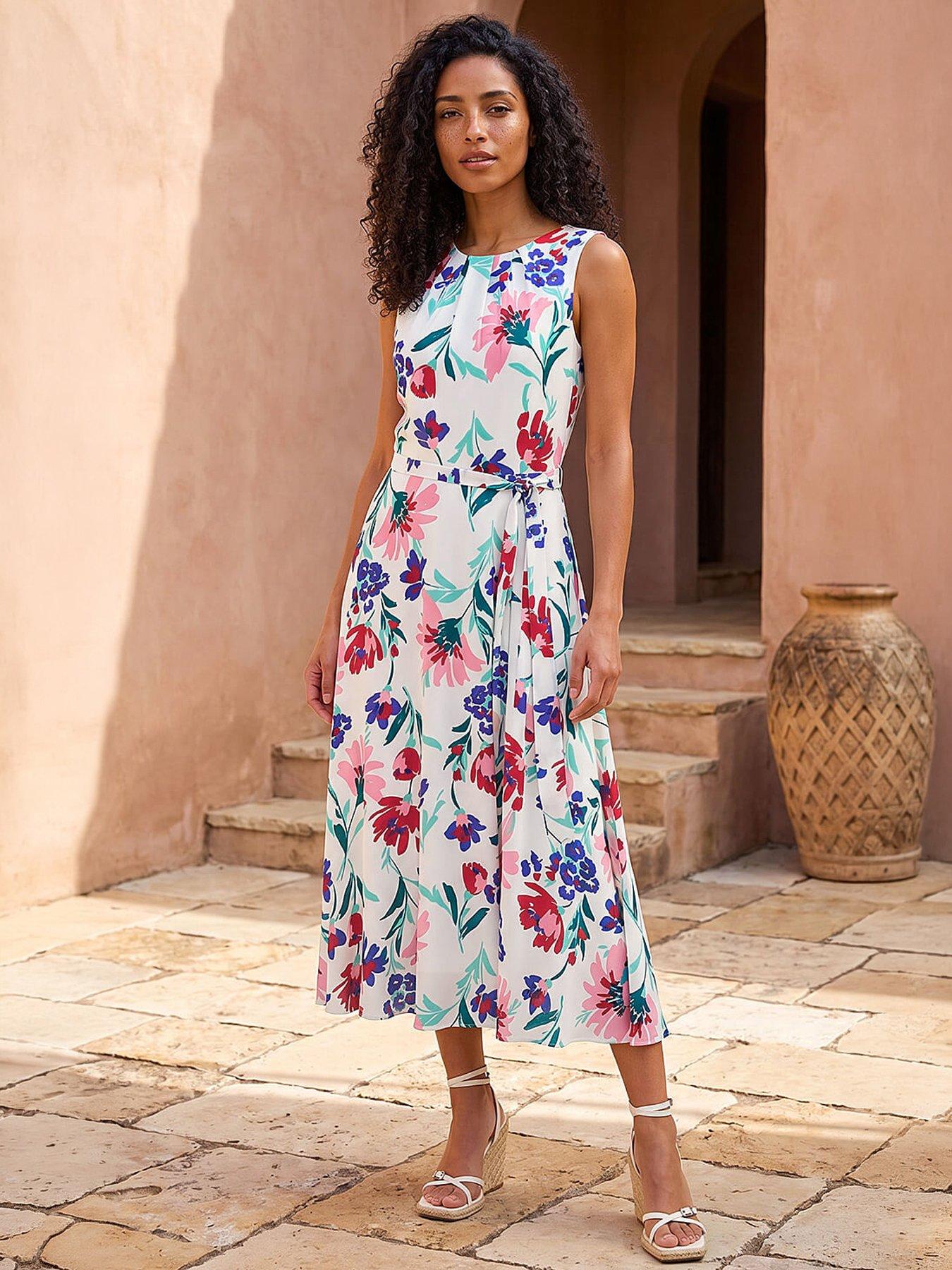 Roman Pleat Neck Floral Midi Dress | Very