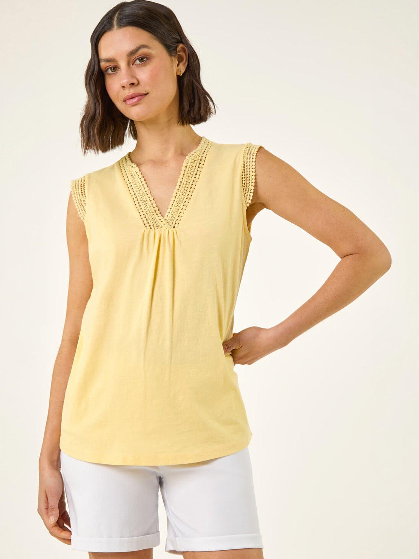 Image 5 of 5 of Roman Lace Trim Tie V-Neck Top