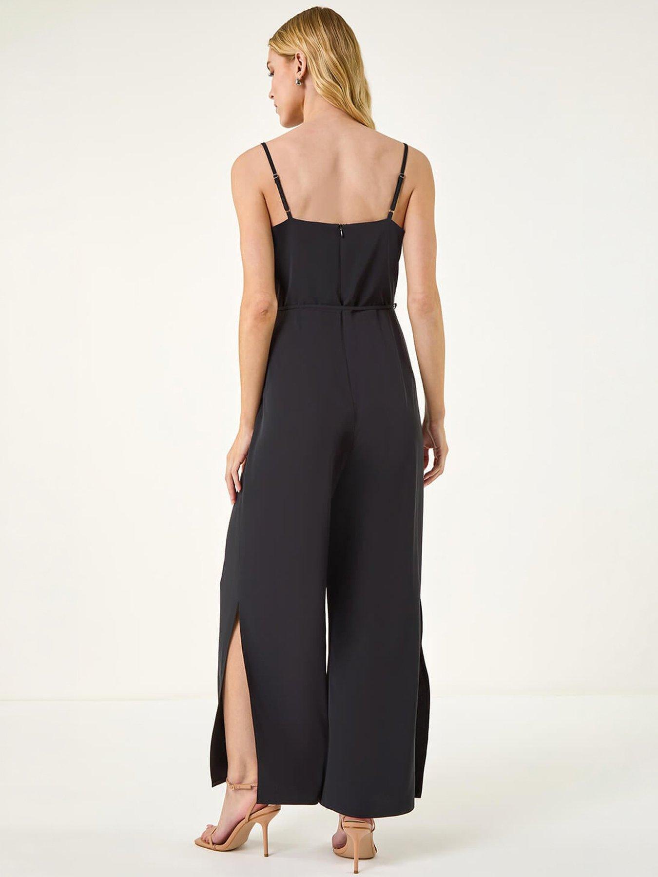 Image 4 of 5 of Roman Front Tie Strap Belted Jumpsuit
