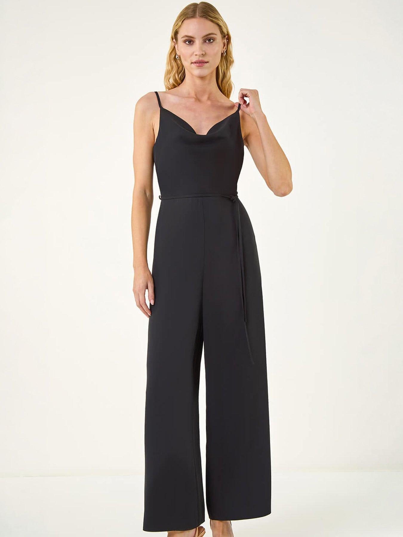 Image 5 of 5 of Roman Front Tie Strap Belted Jumpsuit