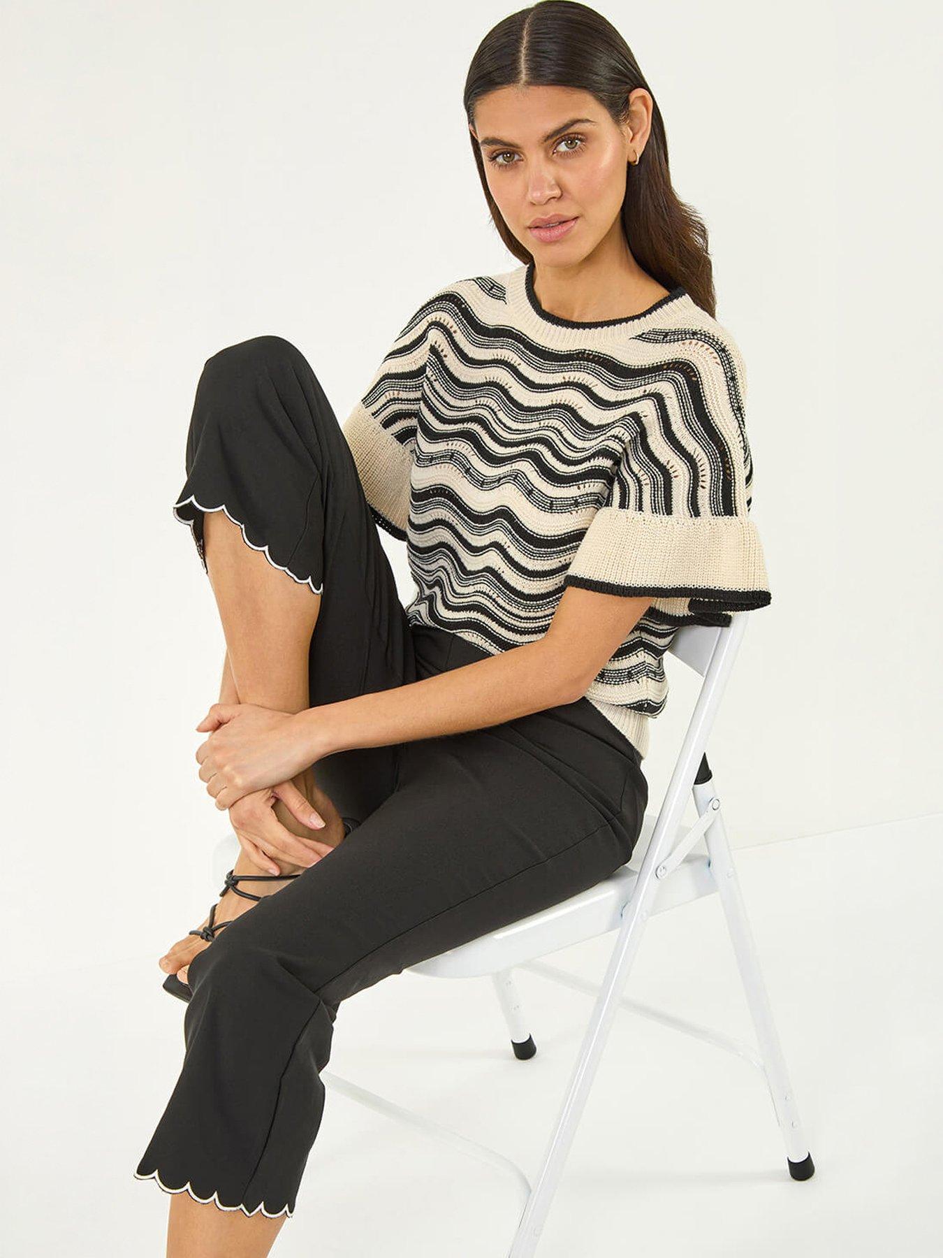 Image 1 of 5 of Roman Flared Stretch Cropped Trousers