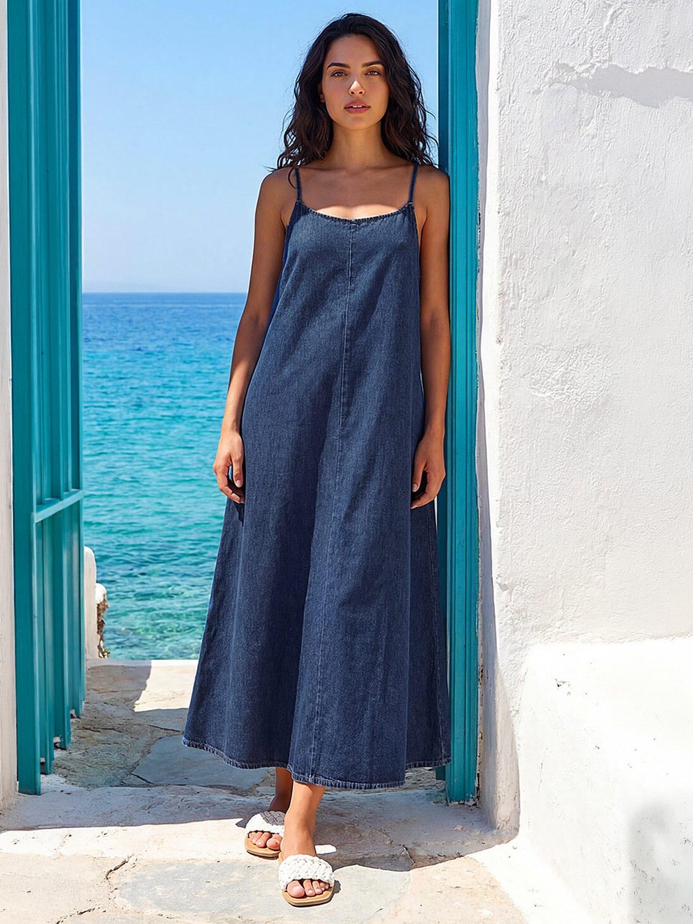 Roman Strappy A-Line Maxi Dress
