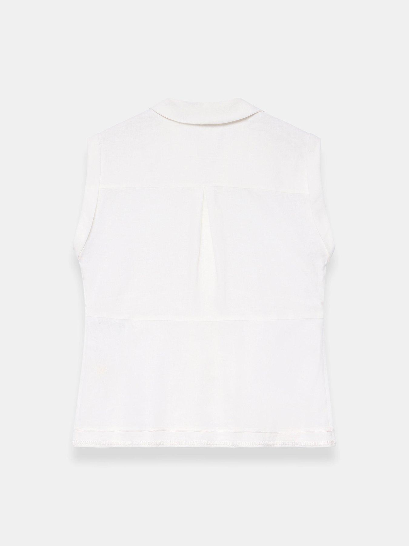 Image 6 of 6 of Mint Velvet Ivory Linen Trim Resort Shirt - White