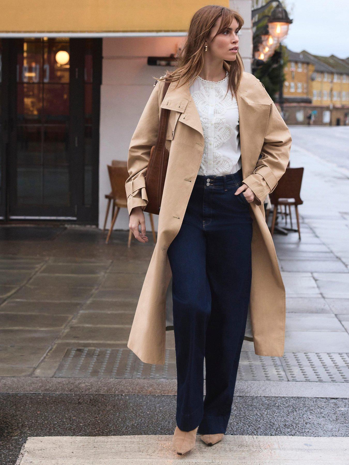 Mint Velvet Neutral Funnel Trench Coat
