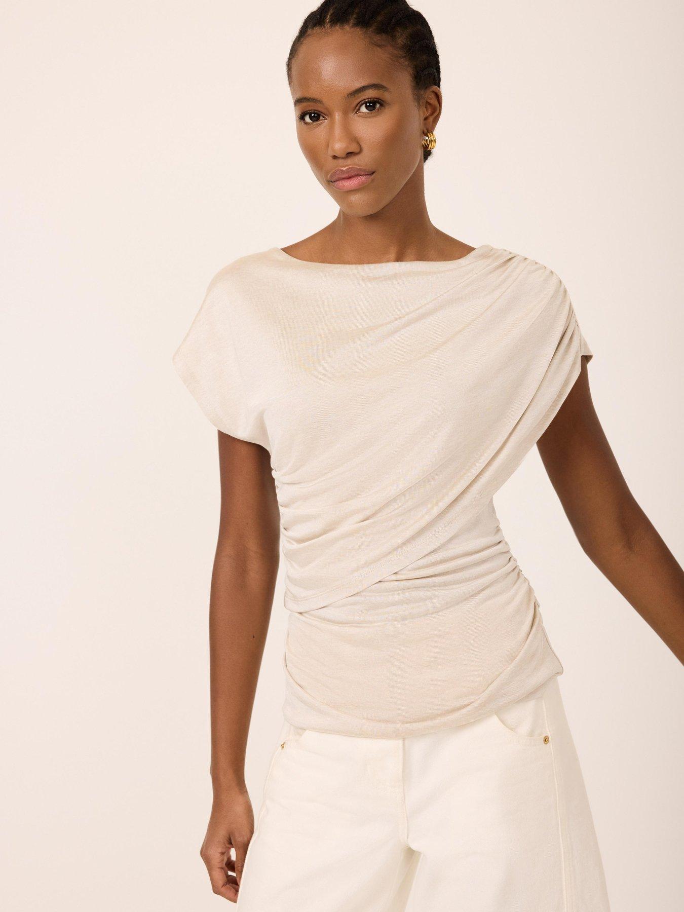 Image 2 of 6 of Mint Velvet Neutral Double Layer Drape Top