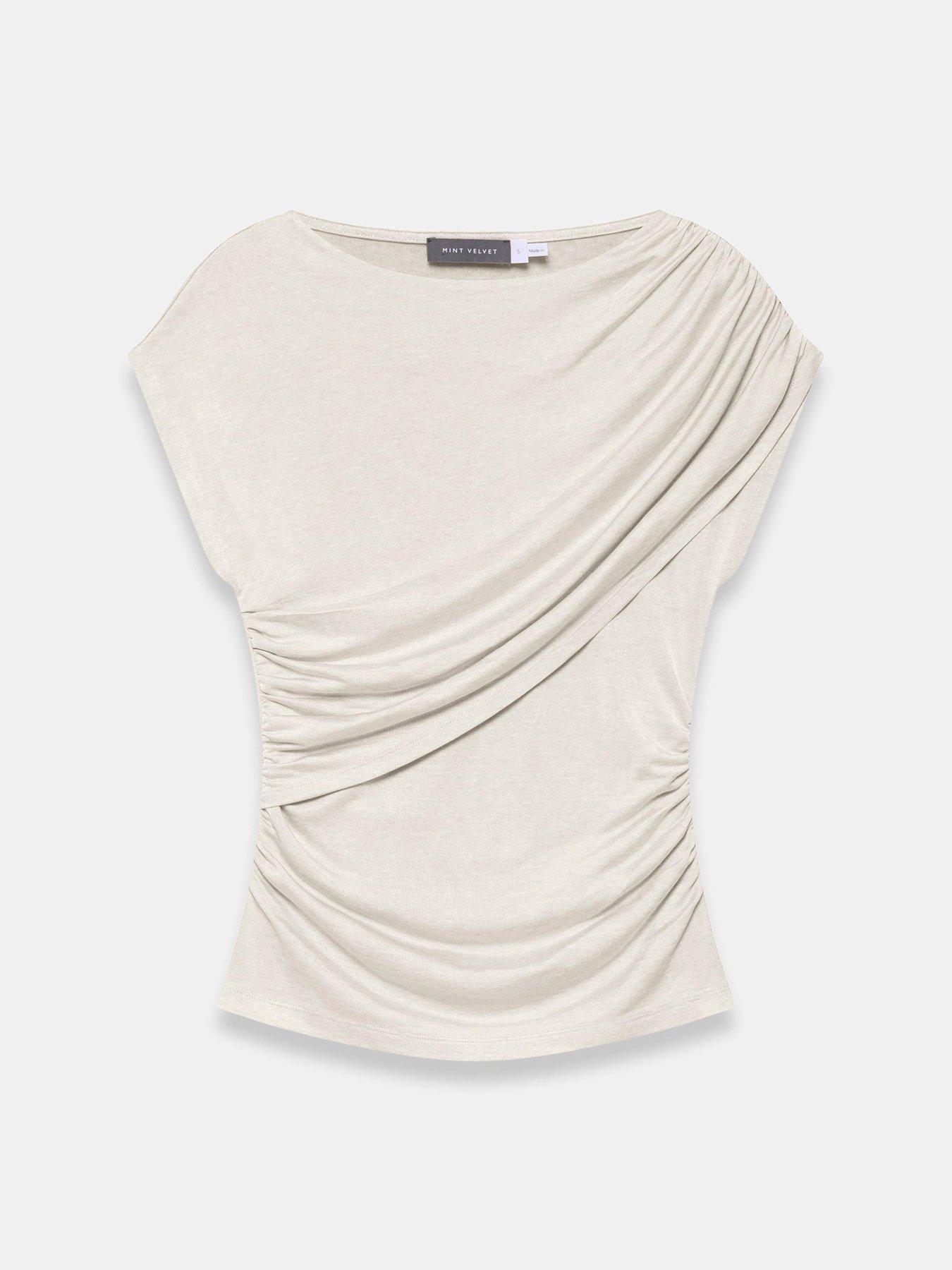 Image 5 of 6 of Mint Velvet Neutral Double Layer Drape Top