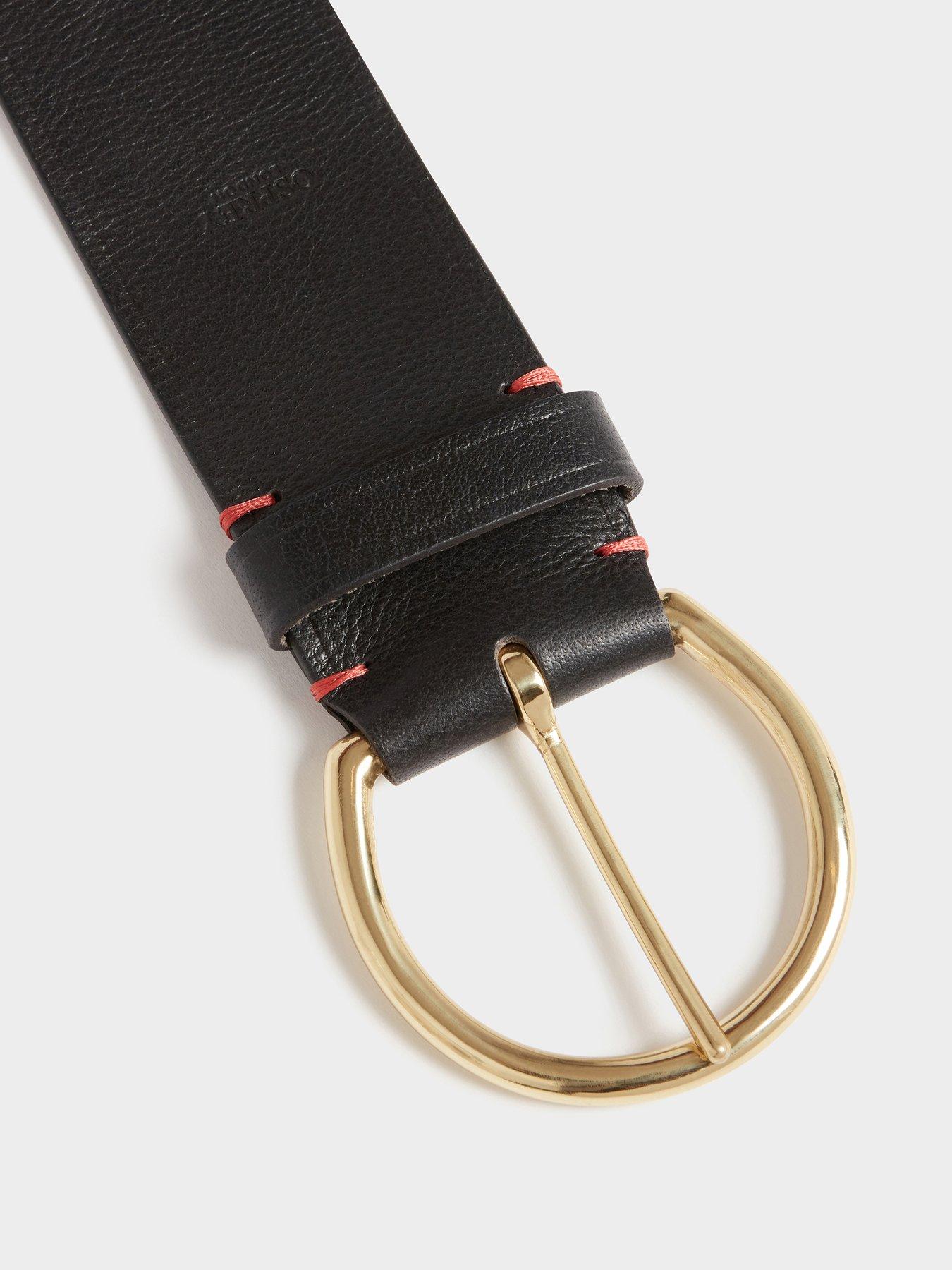 Image 2 of 3 of Osprey London The Hoop Brass Buckle Leather Belt (oversized)
