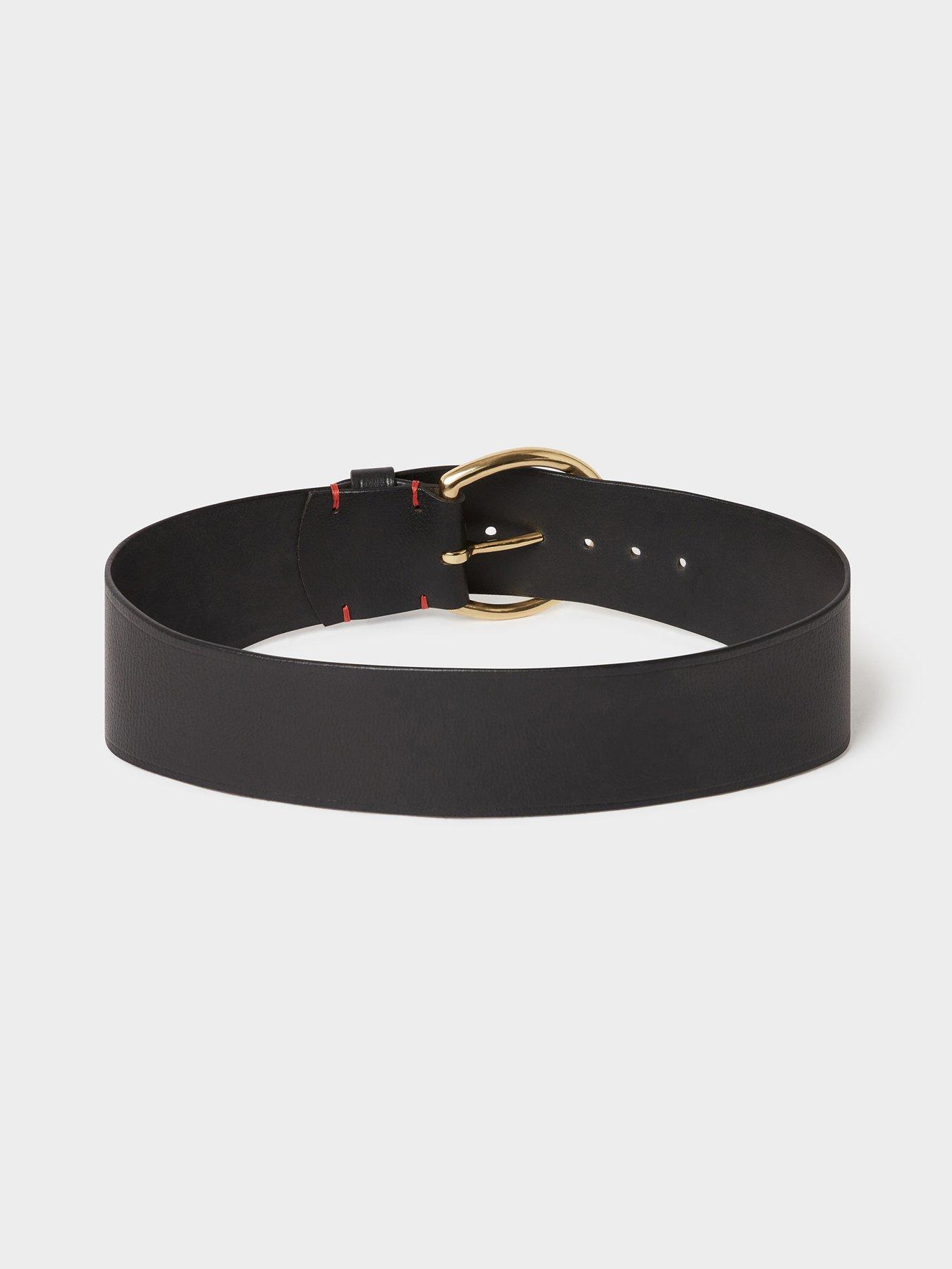 Image 3 of 3 of Osprey London The Hoop Brass Buckle Leather Belt (oversized)