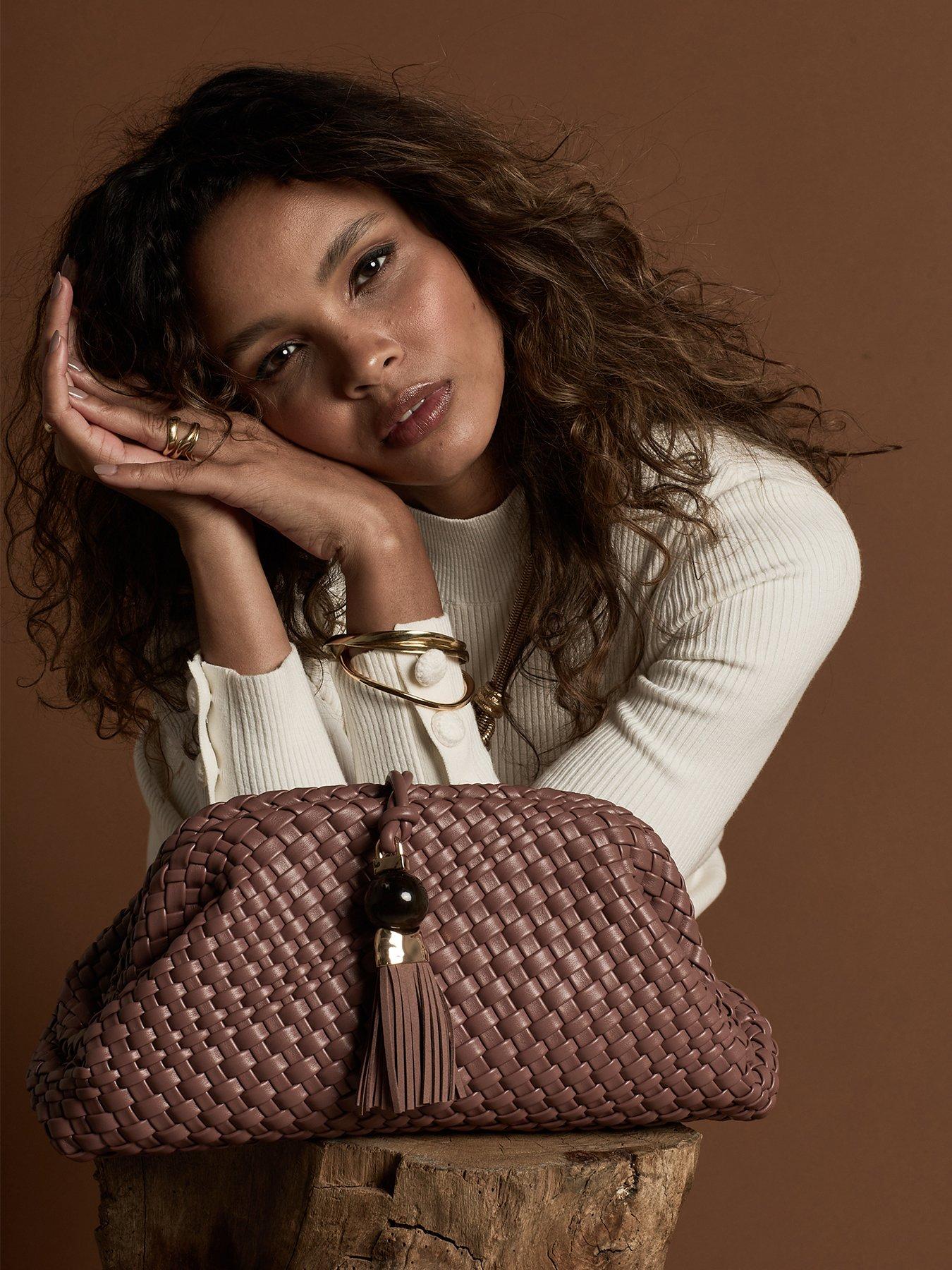 Luella Grey Indigo Oversized Clutch In Pecan