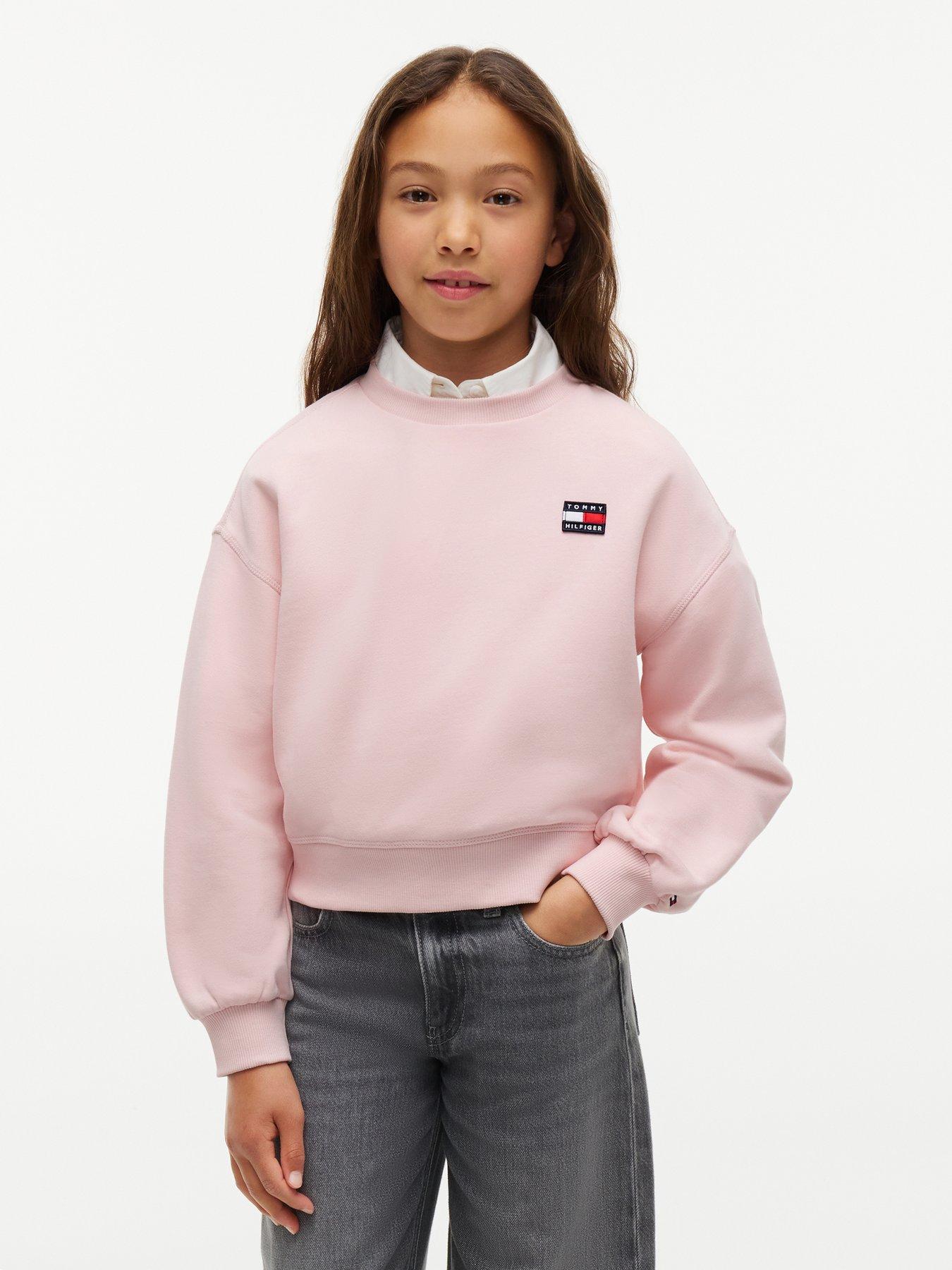 Tommy Hilfiger Girls Heritage Flag Sweatshirt, Pink, Size Age: 10 Years