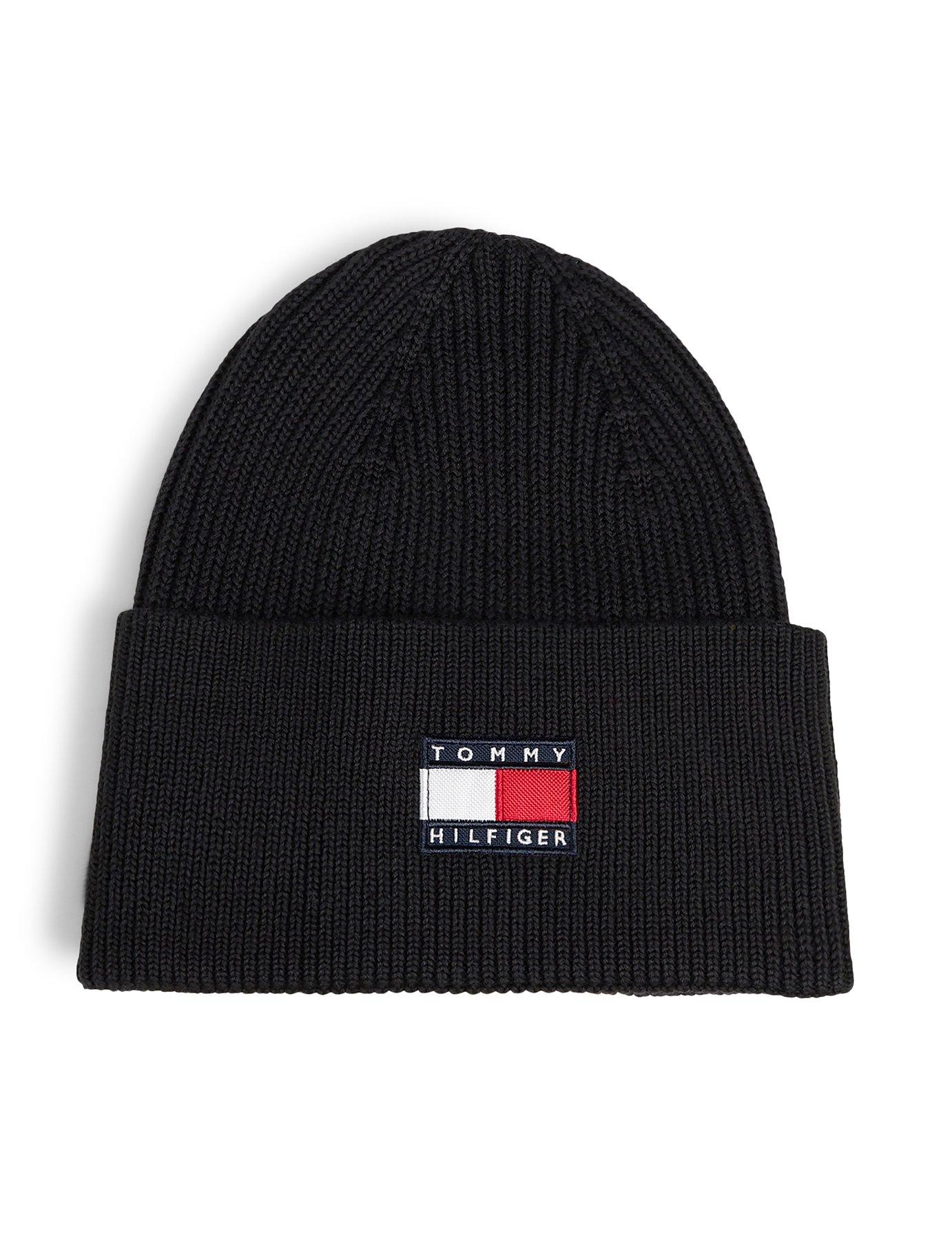 Image 1 of 4 of Tommy Hilfiger Heritage Flag Rib-Knit Turn-Up Beanie - Black