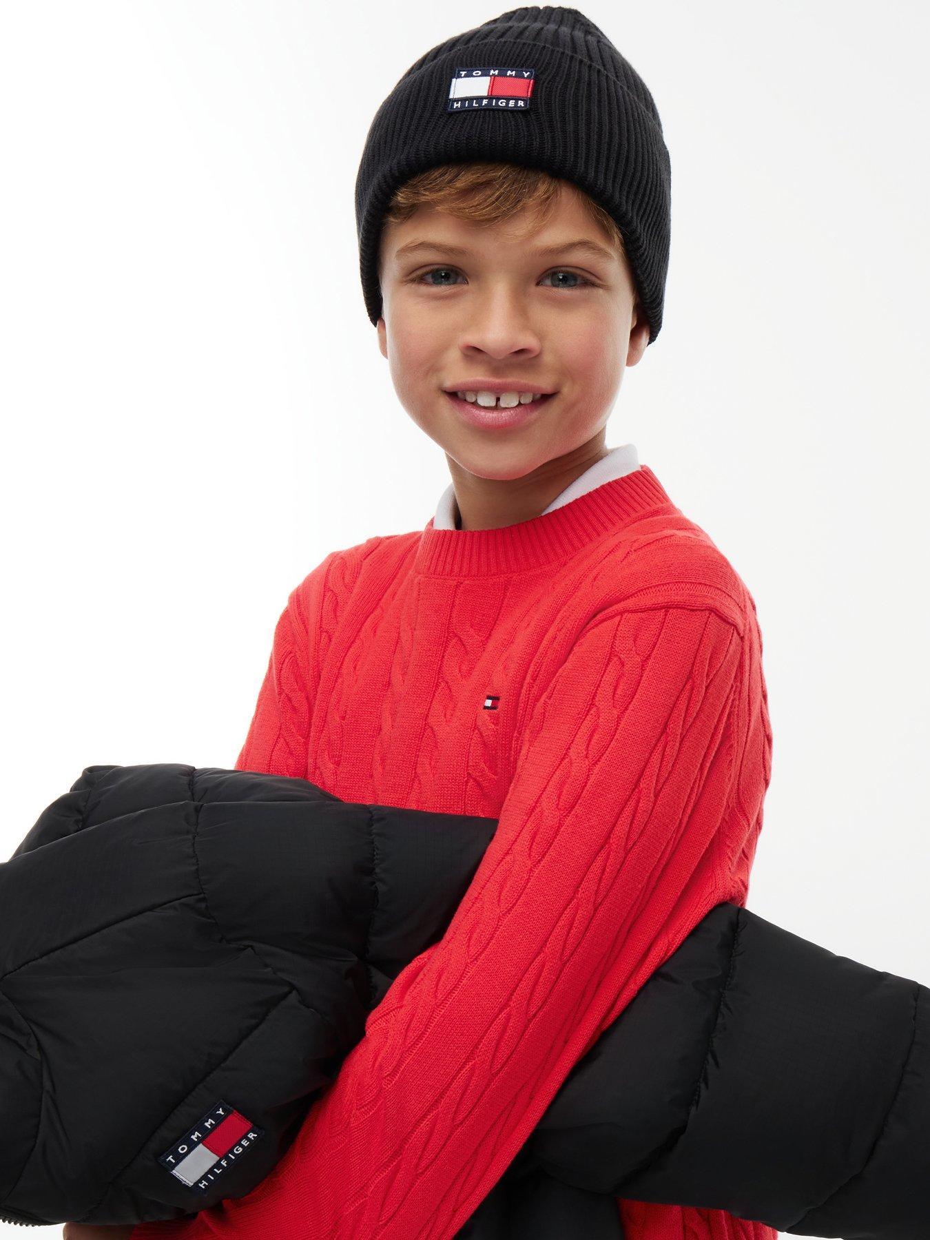 Image 2 of 4 of Tommy Hilfiger Heritage Flag Rib-Knit Turn-Up Beanie - Black
