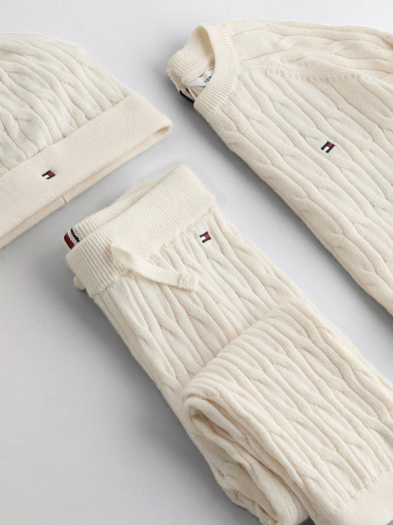 Image 4 of 4 of Tommy Hilfiger Baby Cable Knit Outfit &amp; Beanie Gift Box Set - Ivory
