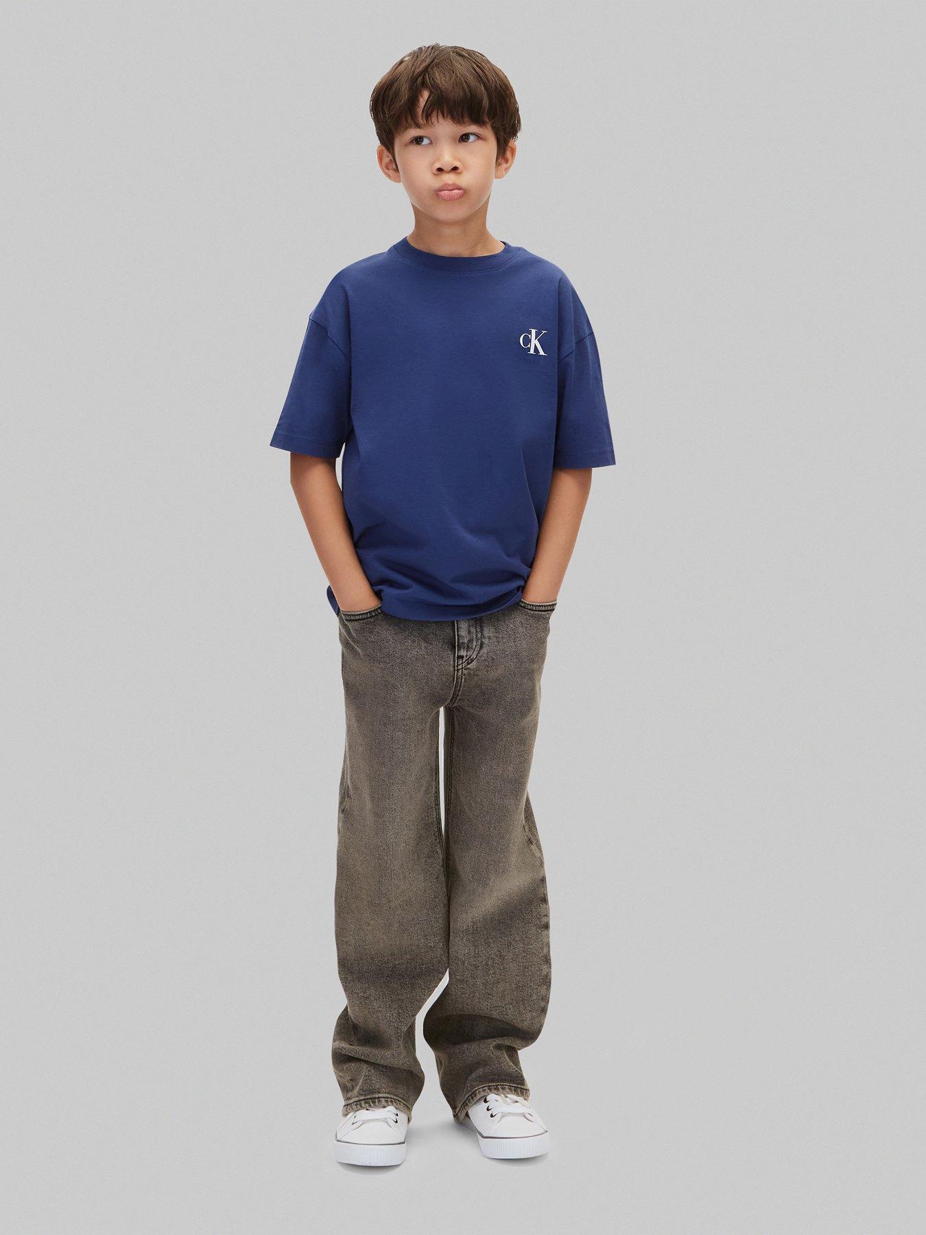 Image 4 of 6 of Calvin Klein Jeans Boys 2 Pack Cotton CK Monogram Crew Neck T-Shirts - Blue